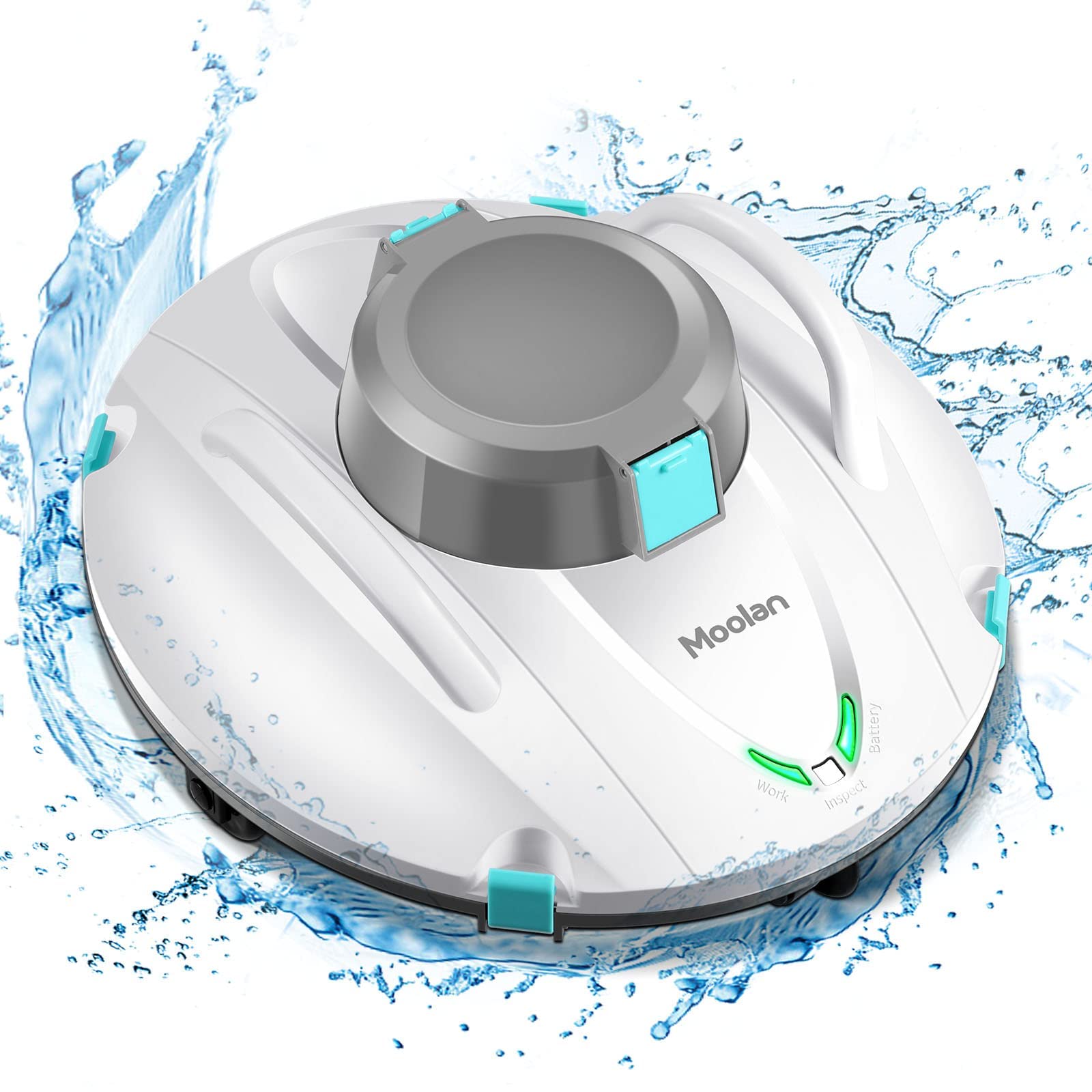 Photo 1 of Moolan Cordless Pool Vacuum Cleaner, Robotic Pool Cleaner, Dual-Motor, Self-Parking, with 140 Mins Maximum Runtime, Pool Vacuum for Above/In Ground Flat Pool Up to 1000 Sq Ft White
