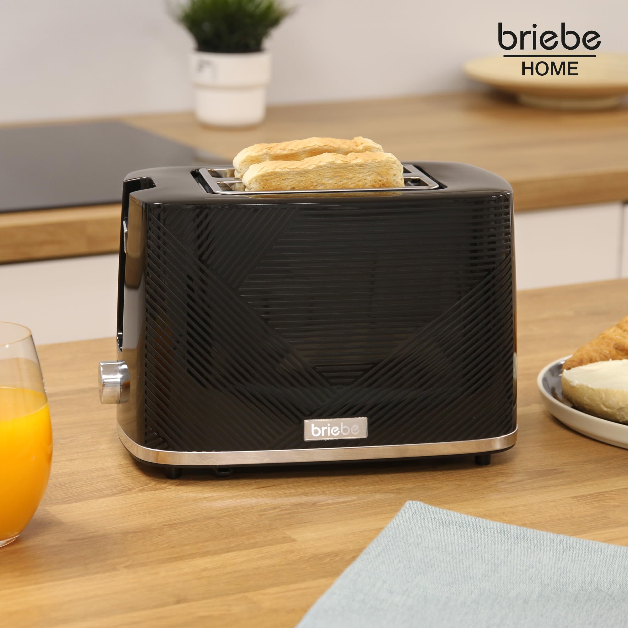 briebe Elegance Ensemble Grille Pain 2 Fentes Tranches Larges + Bouilloire Électrique 1,7 L, 2200W, sans BPA + Cafetière Filtre 10 Tasses, Pack Petit Déjeuner Électroménager, Design Moderne, Noir