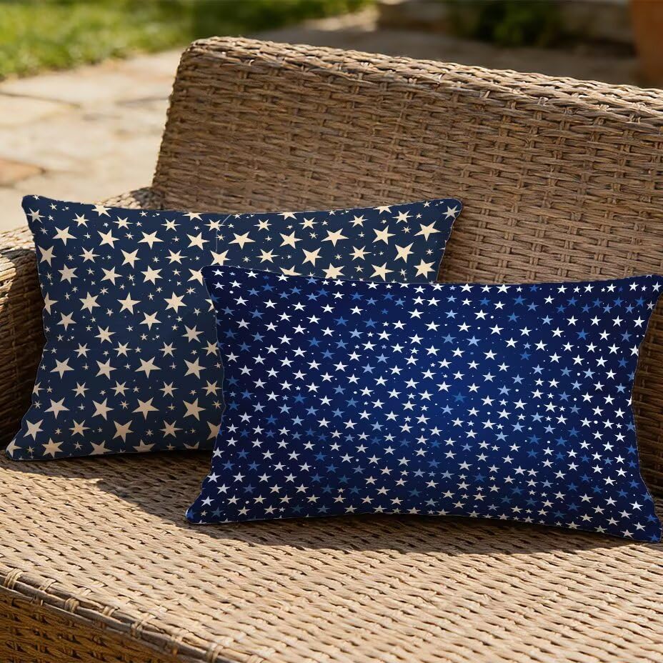 Housse de coussin de jardin 40x80 texture lin chic bleu marine