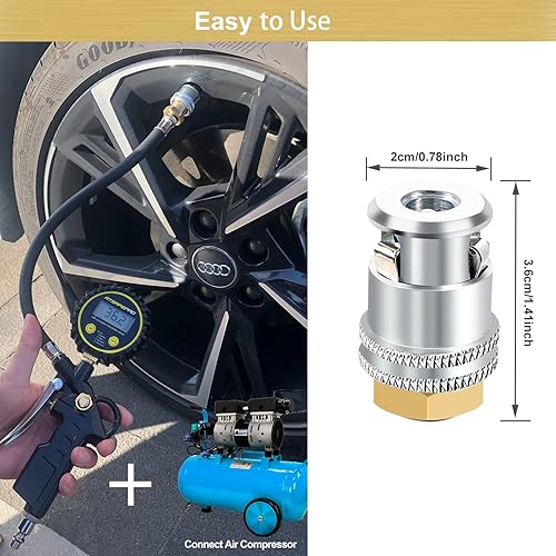 Miniatura 6 de GODESON Portabrocas de aire con bloqueo portabrocas de latón de flujo cerrado de 14FNPT portabrocas de aire de neumáticos para medidor de inflador