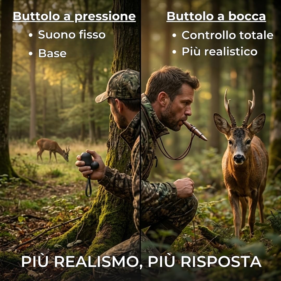 Buttolo Richiamo Capriolo a Bocca Originale – Richiamo Buttolo per Capriolo in periodo degli amori | Imitazione verso della capriola per attirare il maschio | Fischietto da caccia, cordino e manuale. | Buttolo Richiamo Capriolo a Bocca Originale