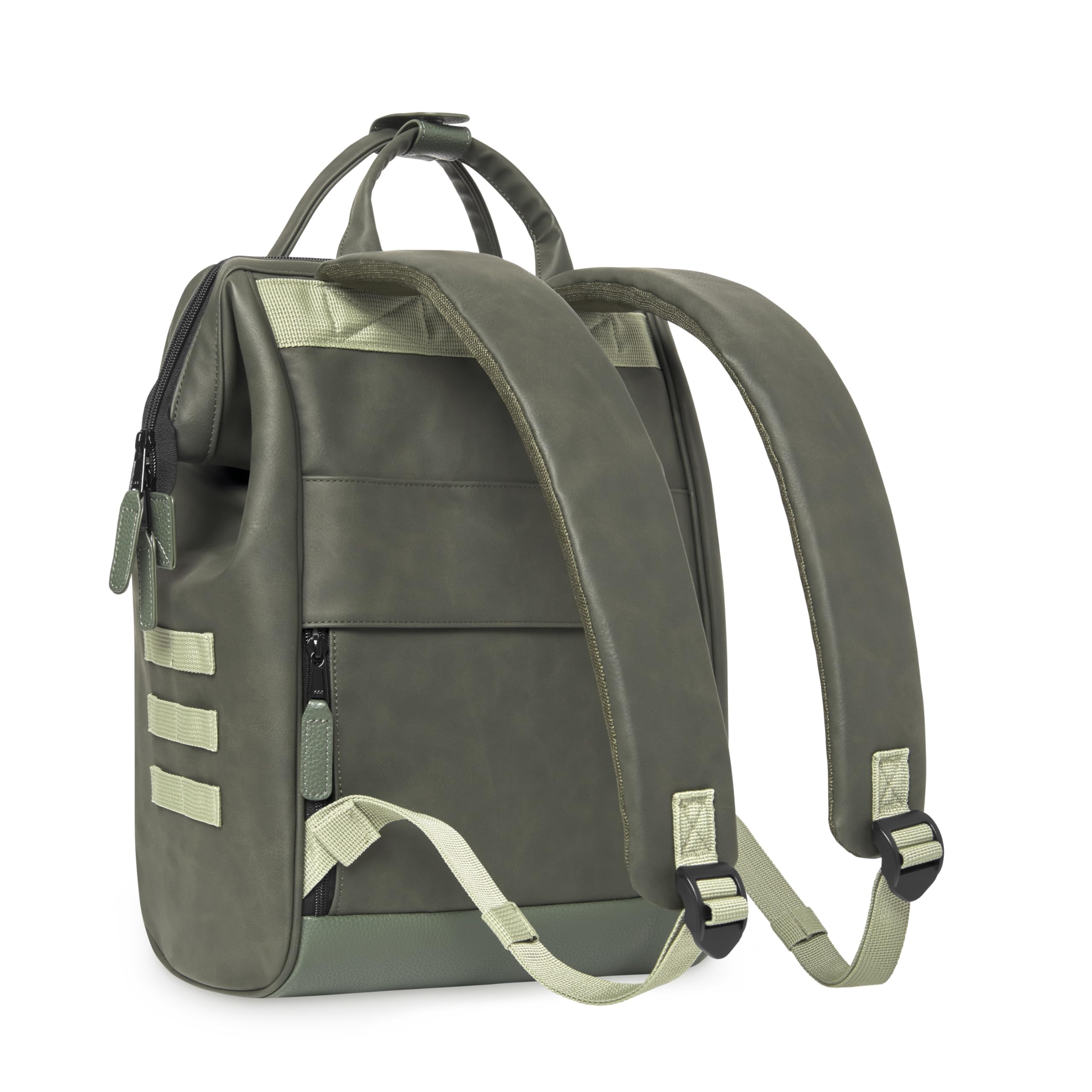 CABAIA - Sac à Dos Adventurer Busan - Medium 18L - Déperlant - Compartiment Ordinateur Portable 13" - 2 Poches - Certifié Vegan - Sac Voyage, Affaires, École pour Homme et Femme - Vert