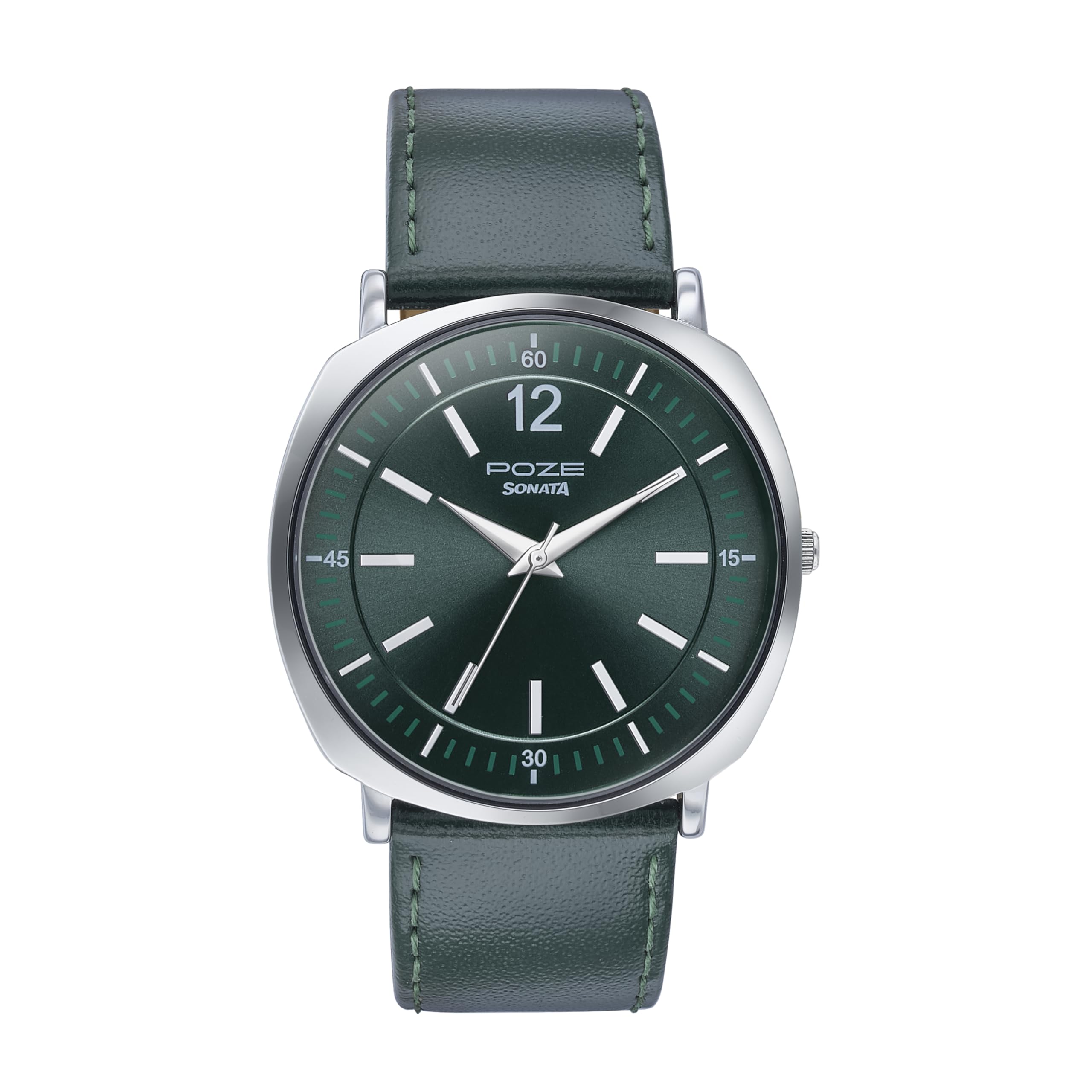 Sonata Poze Quartz Green Dial Green Leather Strap for Men-SP70002SL02 (B0DDV25KCV) Amazon Price History, Amazon Price Tracker