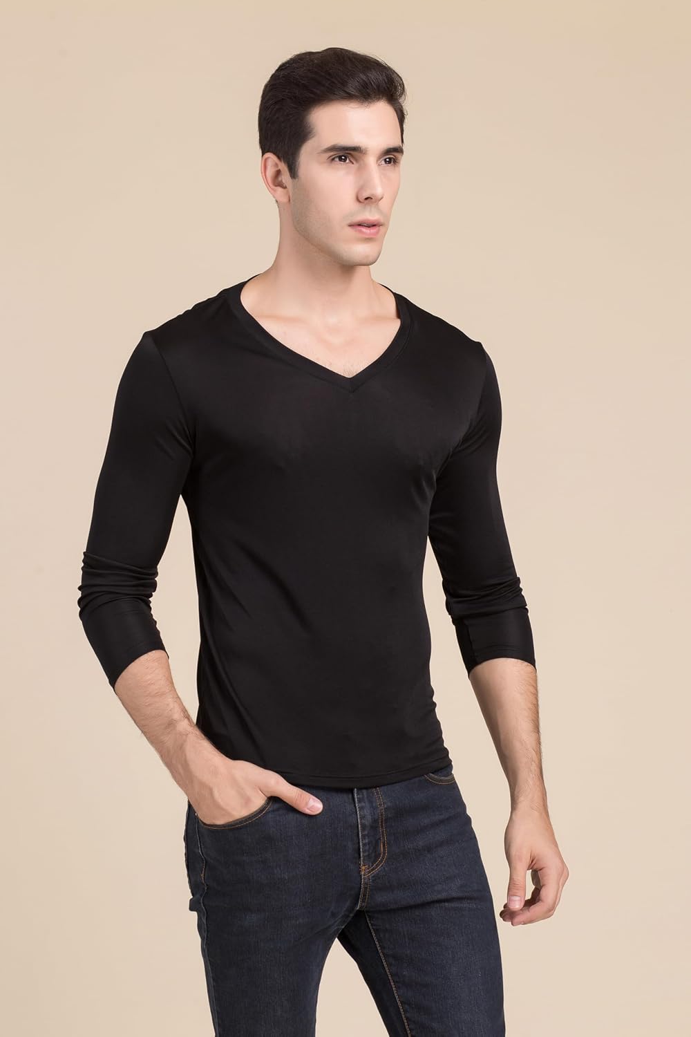 Mens Silk T Shirt Soft Undershirt Summer Comfort Breathable Tee Workout Top Casual Sleep Wear No Shrink,Great Gift
