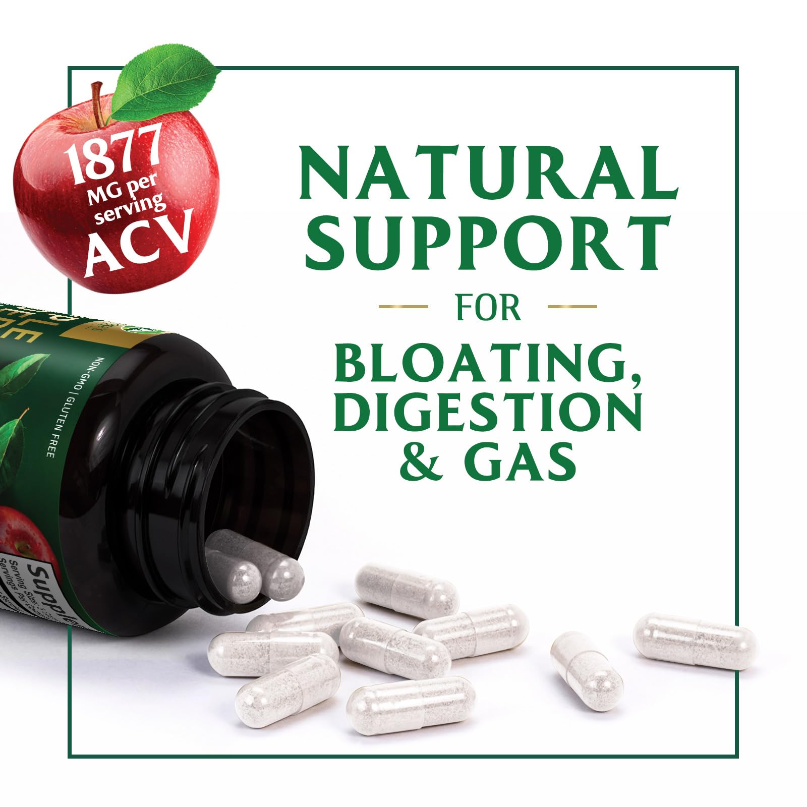 Apple Cider Vinegar 1877mg Per Serving - Vitamin D3, Zinc & Best ACV Supplement Pills Supporting Gut Health for Better Digestion & Immune System Support, Sourced from The Mother - 120 Capsules — Amazon image 6