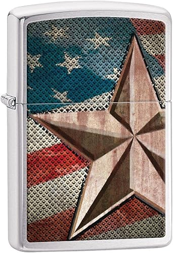 Zippo Encendedor - Encendedor a prueba de viento con bandera de Estados Unidos Patriot Bald Eagles (Retro Star USA Z5015)