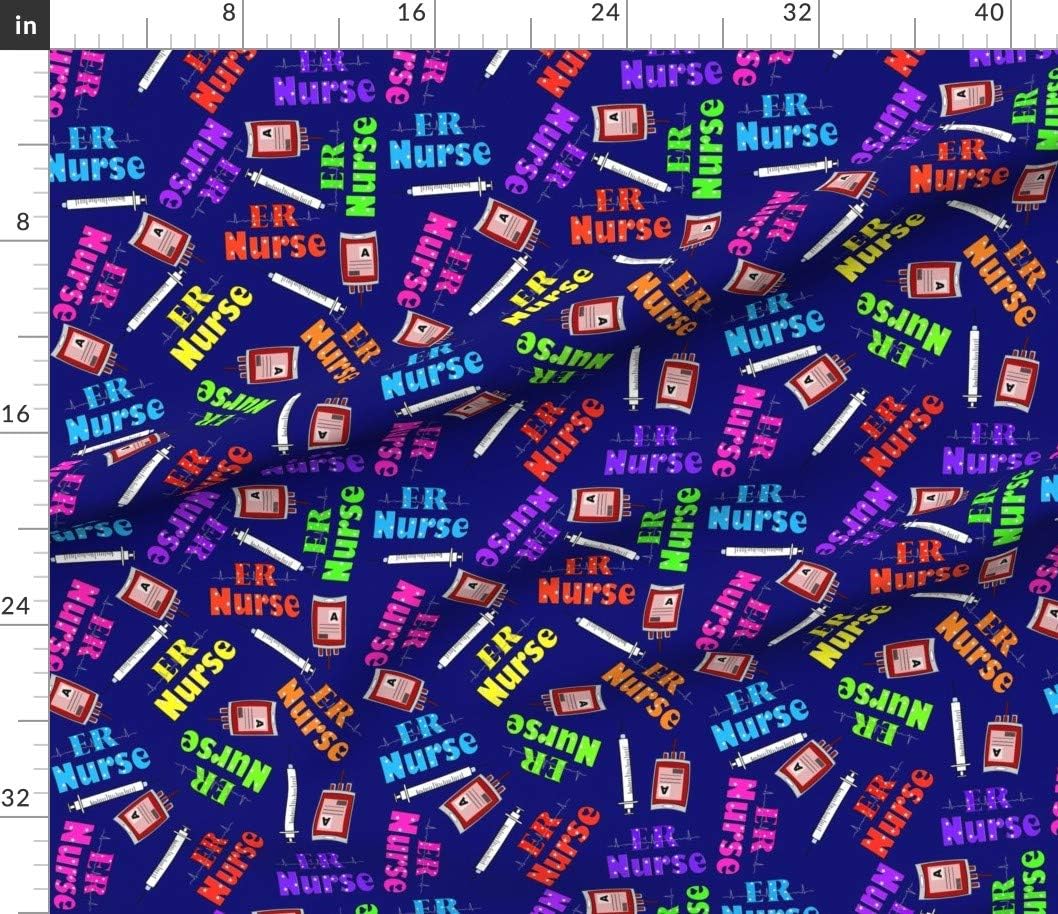Spoonflower Fabric - Nurse Navy Nurses Nursing Registered Medical Printed on Petal Signature Cotton Fabric by The Yard - Sewing Quilting Apparel Crafts Decor
