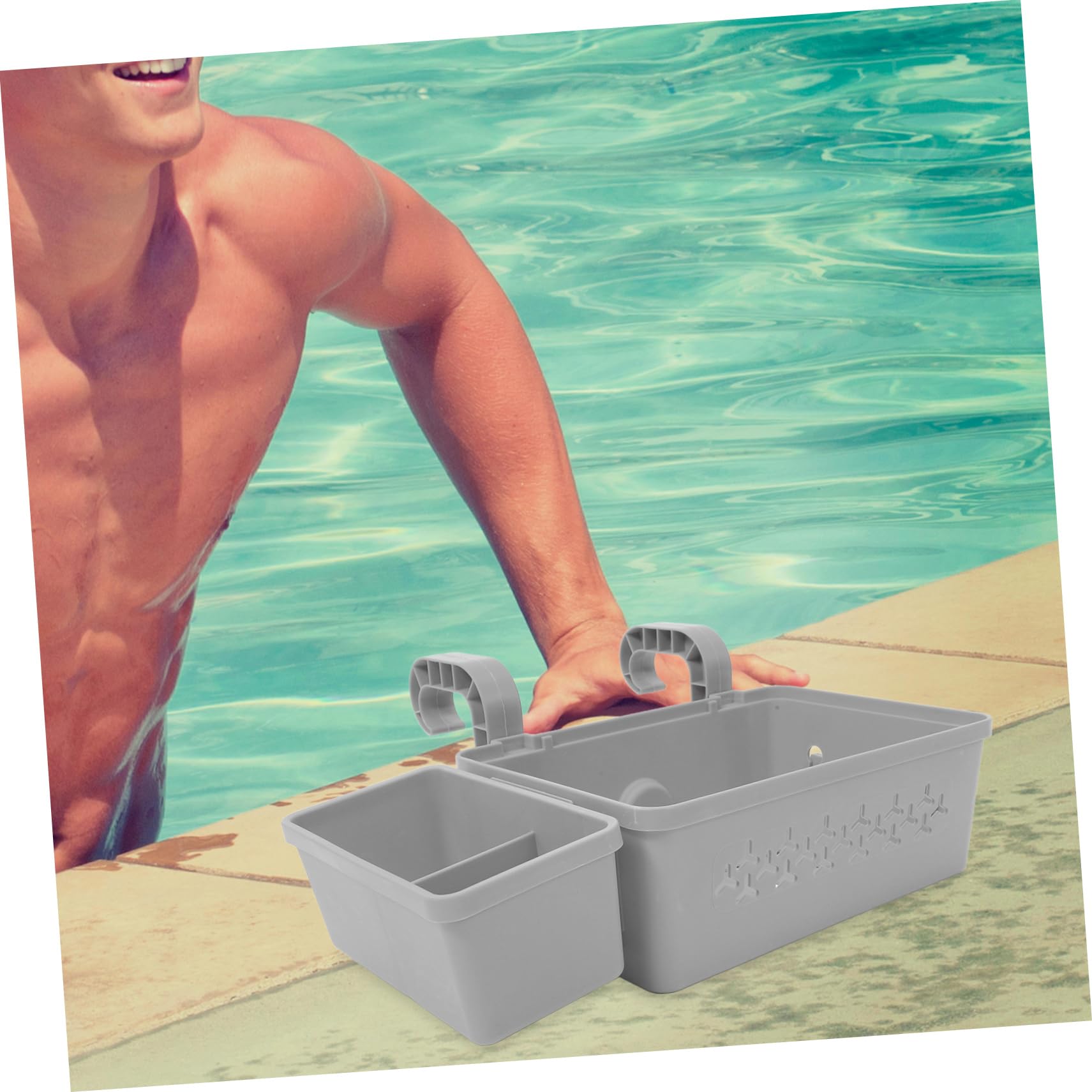 Cesto Portasciugamani Sospeso per Bordo Piscina, Capienza Ampia | Pp, Interno ed Esterno, Design Moderno e Linee Pulite, Soluzione Portatile per Organizzazione Sospesa
