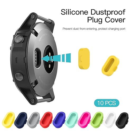Miniatura 9 de Paquete de 10 tapones antipolvo compatibles con Garmin Watch Charger Port Protector negro