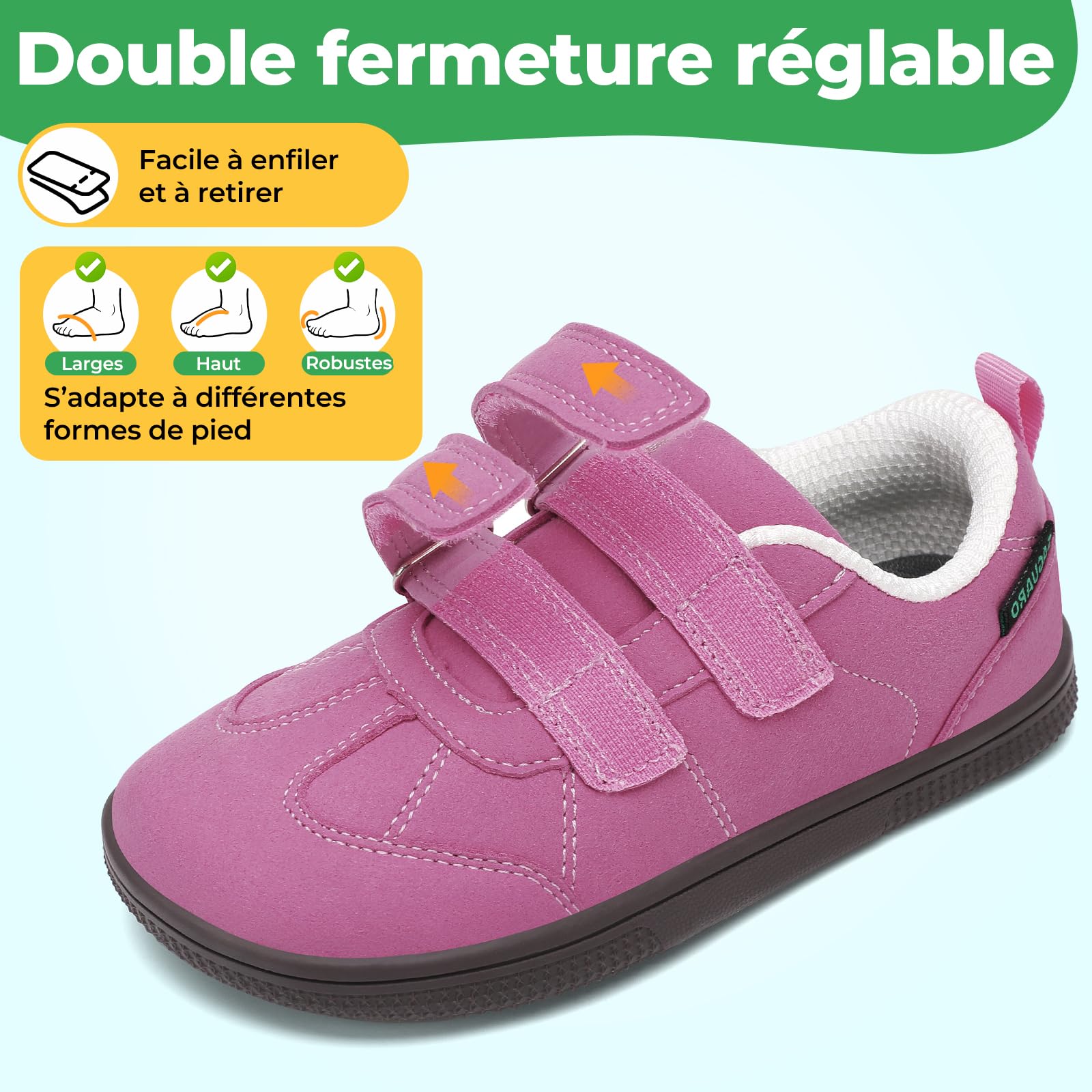 Saguaro Enfant Chaussures Barefoot Pieds Larges & Zero Drop pour École et Loisirs, GR.25-35