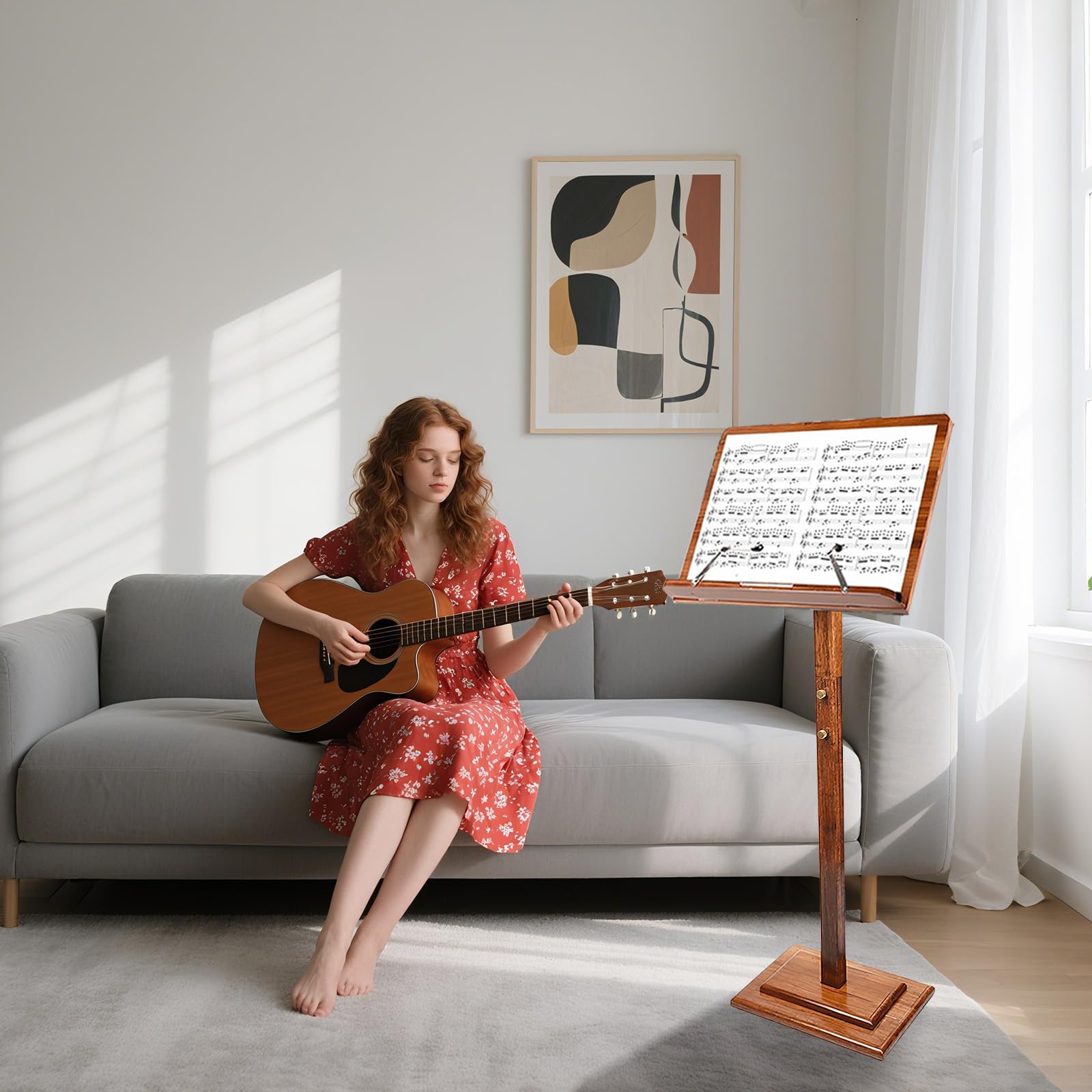 Pupitre en bois pour partitions de musique avec sac de transport, hauteur réglable en bambou, support de livre pour pupitre sur scène pour guitare, violon, piano, concert