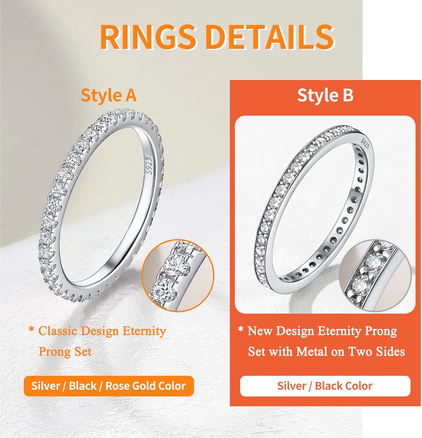 Suplight 925 Sterling Silver Wedding Band Rings, Full Cubic Zirconia Wishbone Ring Love/Lucky Engagement Promise Rings For Women, Size 4-12 (with Gift Box)
