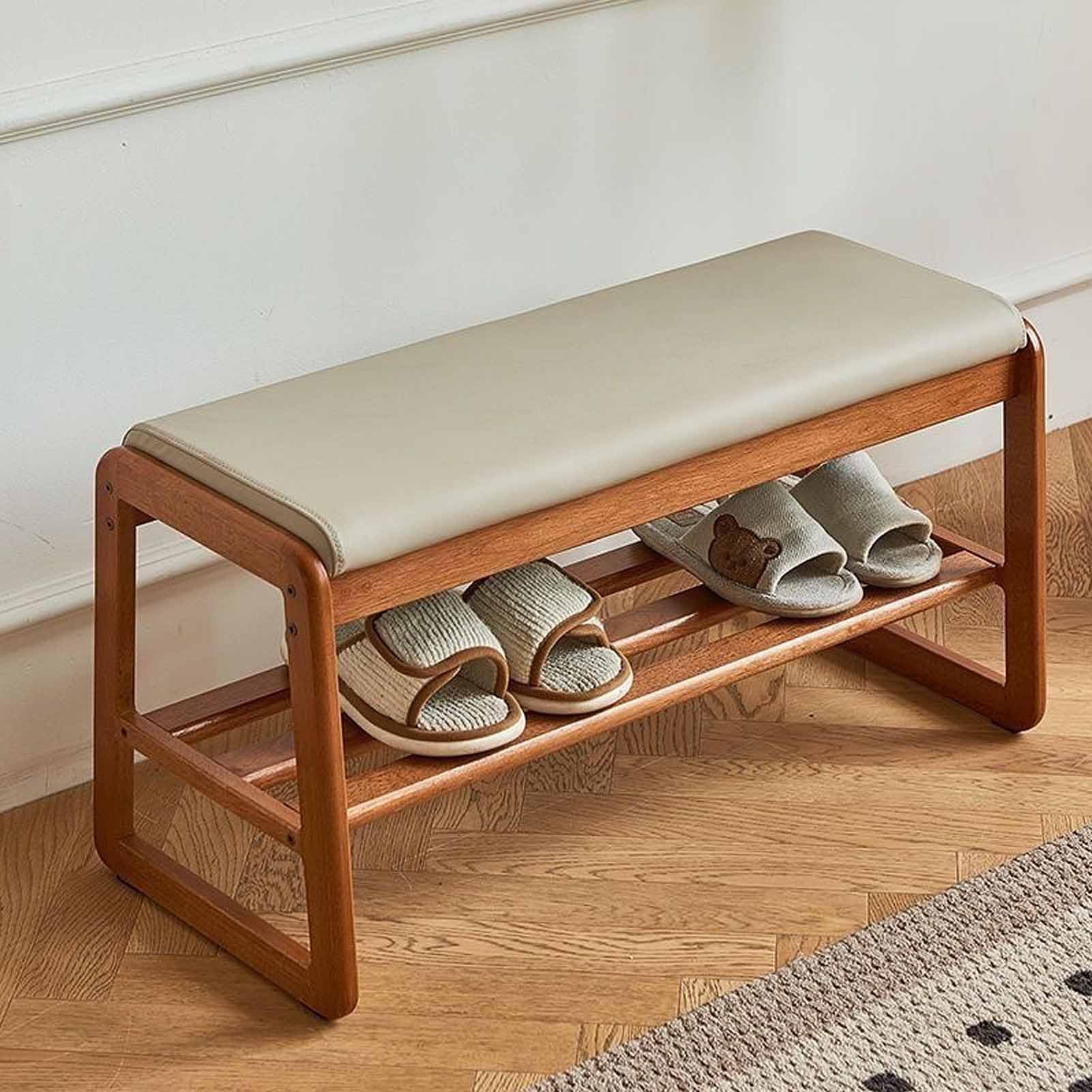 SXZenSpace Shoe Bench Entryway with Storage Small Wooden Indoor Hallway Narrow and Seating