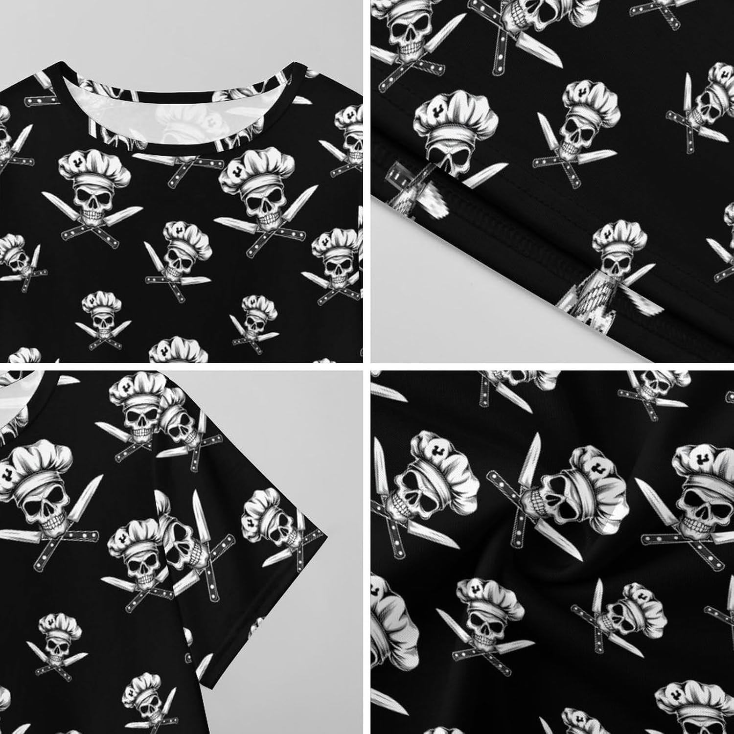 Crossed Chef Knives Skull Nightgowns for Women Short Sleeve Sleep Dress Casual Sleepshirt Night Gowns Pajamas