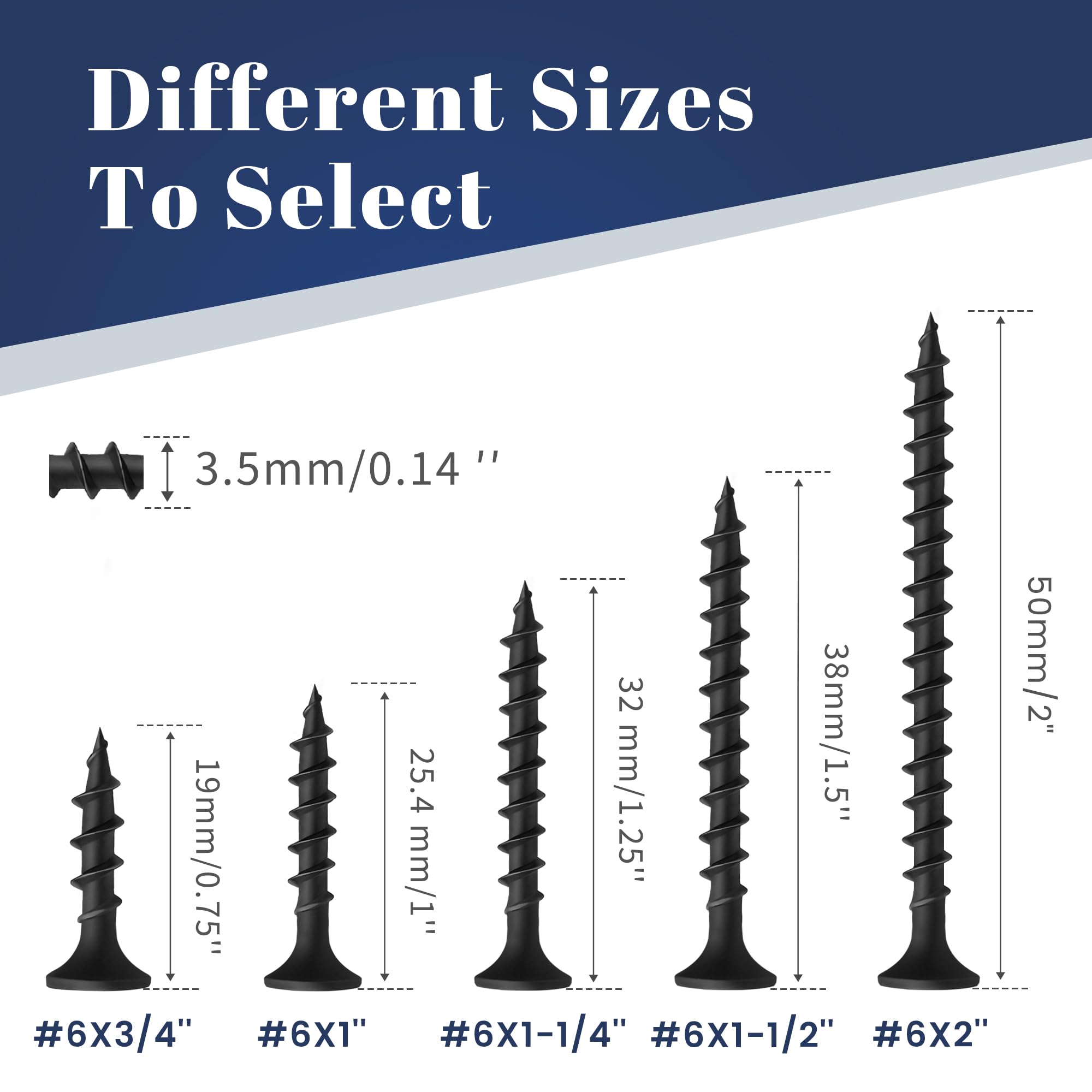 600 Drywall Screws - #6 x 1-1/2" Black -3