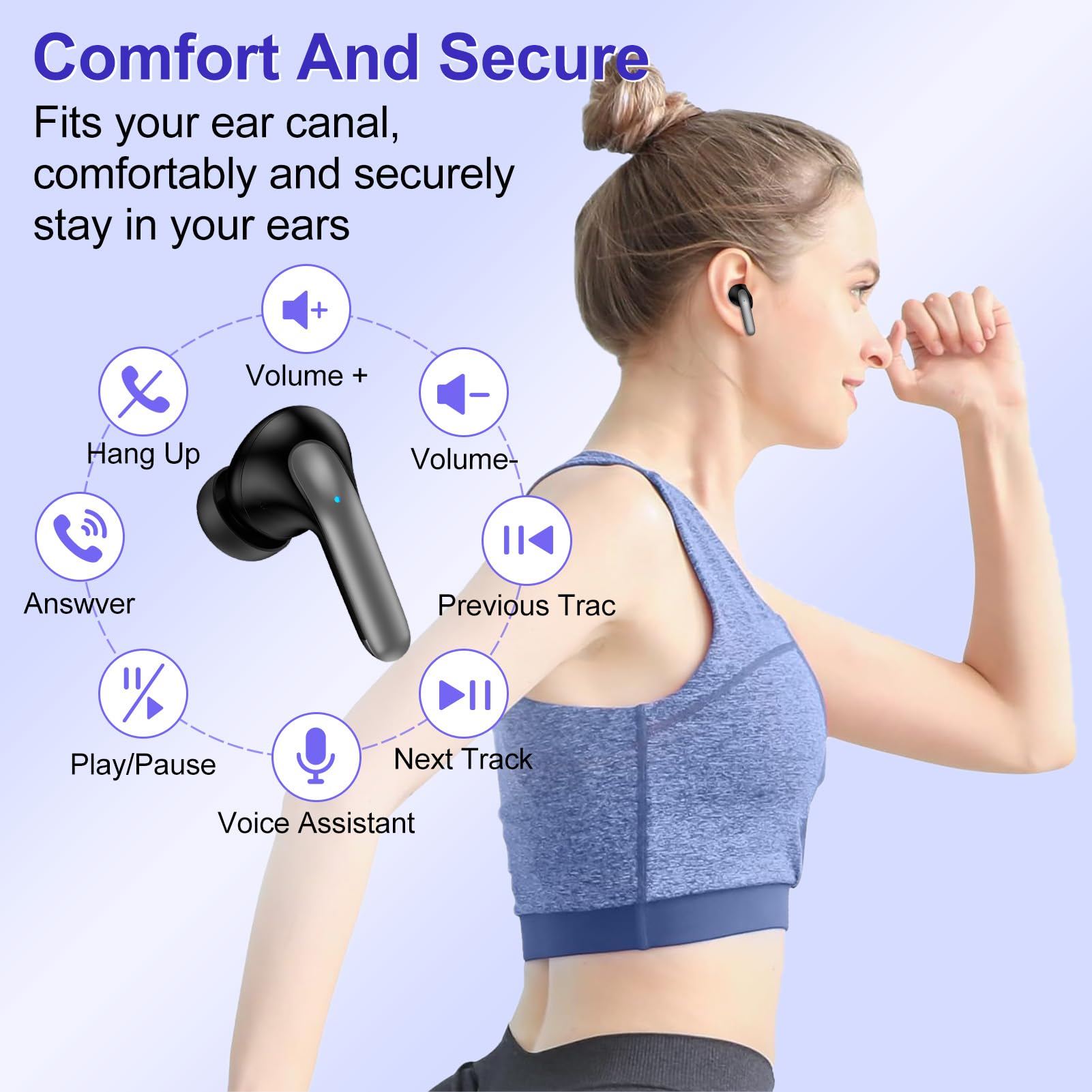 Wireless Earbuds for Google Pixel Buds Pro/10 Pro XL/9a/8/7,5.3 Black Bluetooth Headphones in-Ear with Stereo Bass Ear Buds ENC Noise Cancelling Mics,40H Playtime Mini Case for Samsung Galaxy S25/A17