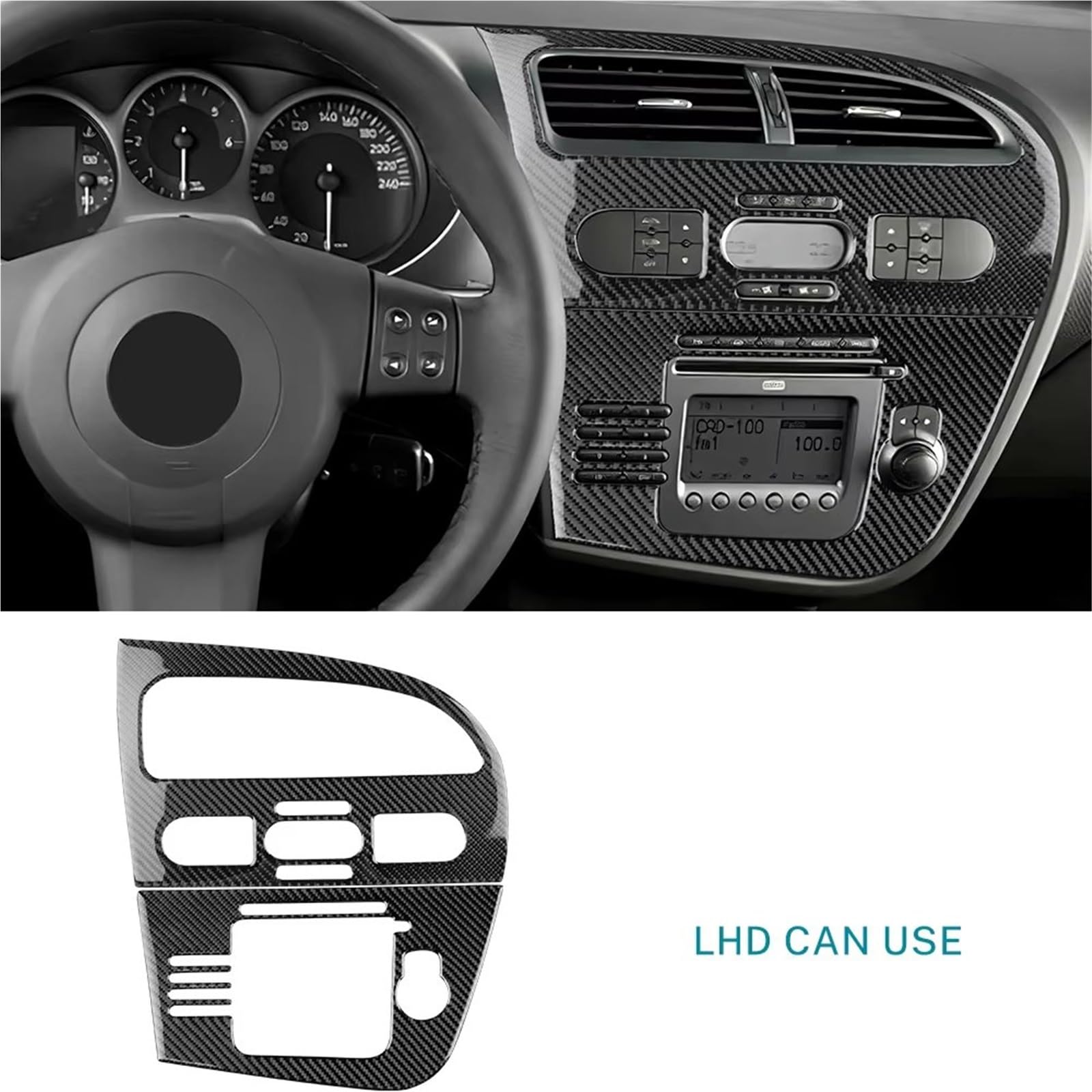 Rivestimento Centrale Compatibile Con Seat Per Leon 2005 2006 2007 2008 2009 2010 2011 2012 LHD Accessori Per La Copertura Adesiva Pannello Controllo Centrale Dell'auto