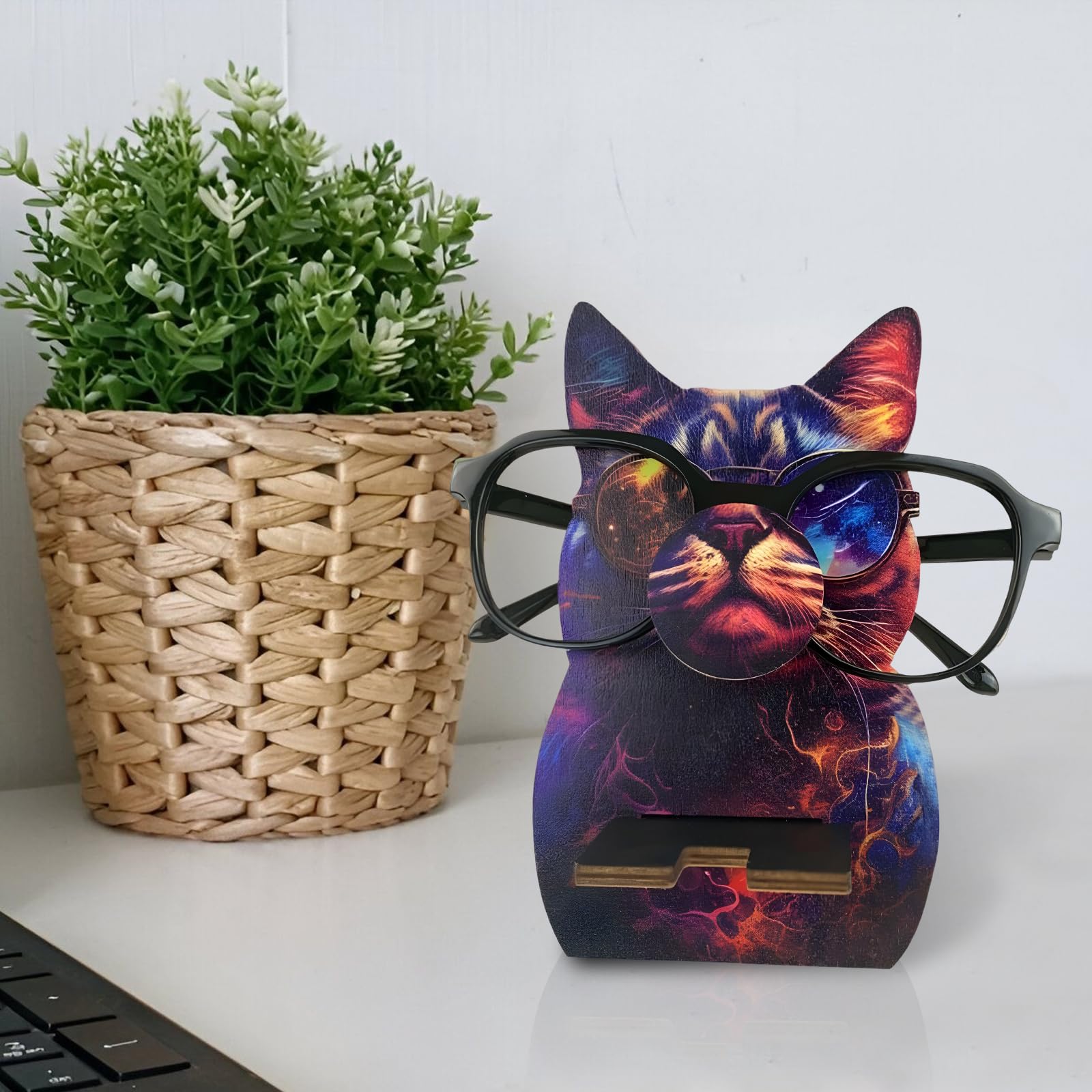 Guador Dazzle Porta Occhiali Da Tavolo In Legno Espositore Vetrina Home Office Desk Decor Organizzatore (gattino)