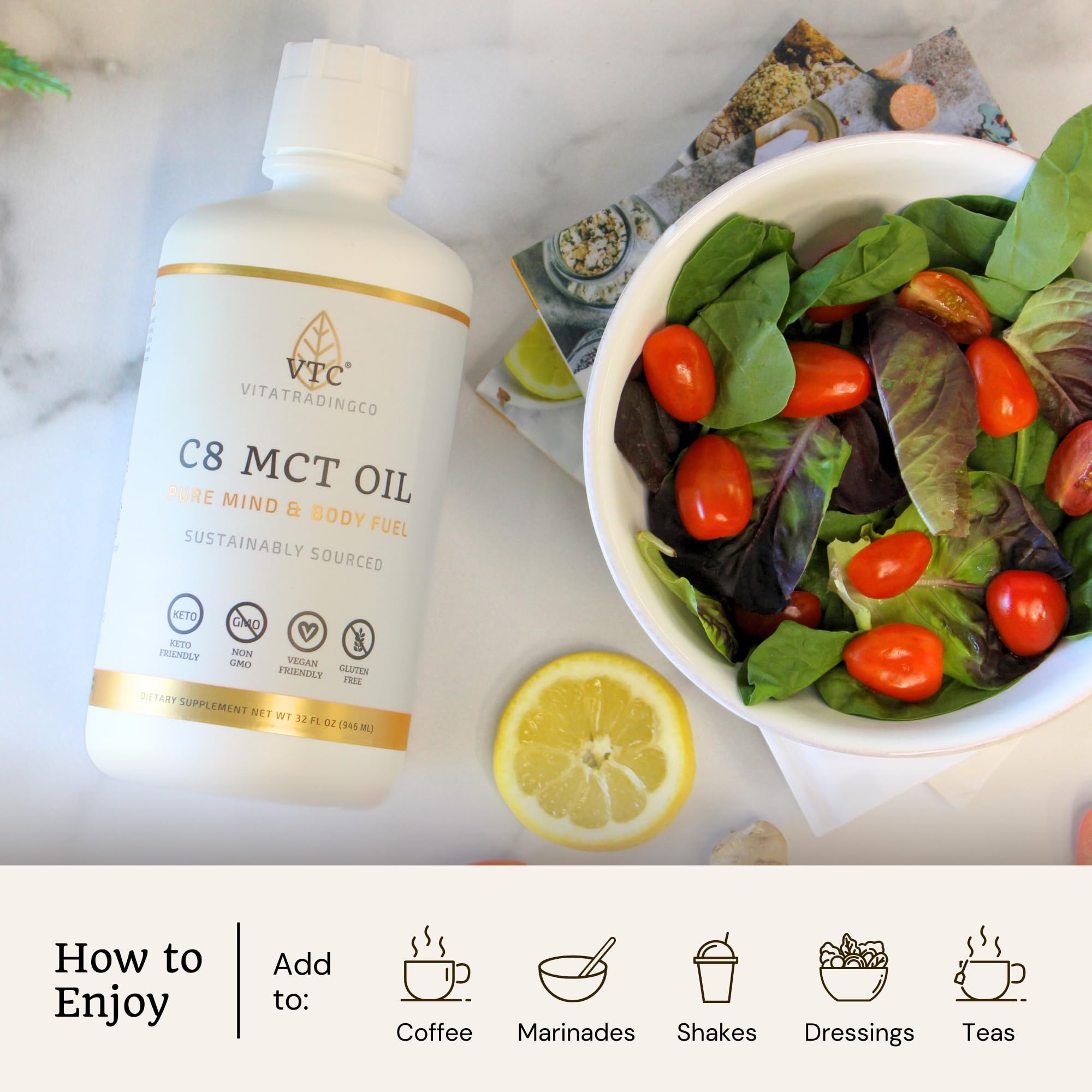VitaTradingCo. 100% Pure C8 MCT Oil, Unflavored, 64 Servings — Amazon image 6