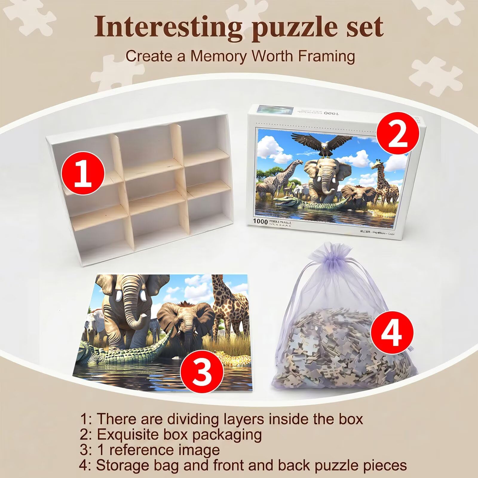 Puzzle 5000 Teile, Holzpuzzle Erwachsene 156 x 105 cm, Kniffliges Denksport Spiel, Großer Puzzlespaß für anspruchsvolle Liebhaber, Familienspiel, Puzzles für Dekor und Geschenk Karikatur Tier f0-535
