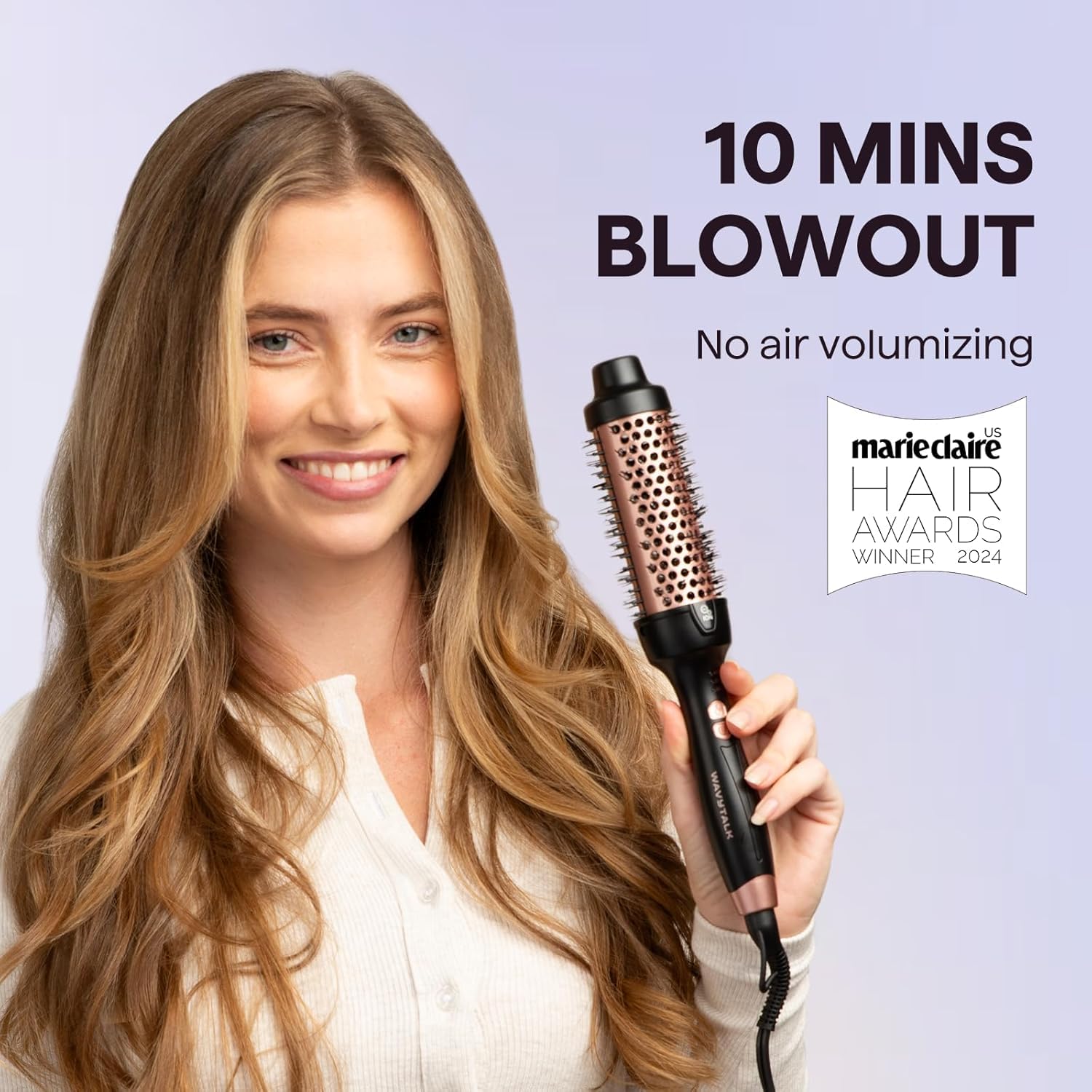 Wavytalk Thermobürste, Thermal Brush 38mm Ionische Lockenbürste erhitzt zur Erzeugung natürlicher Locken, Heiße Rundbürste für Blowout Express, EU-Plug Dual-Spannung