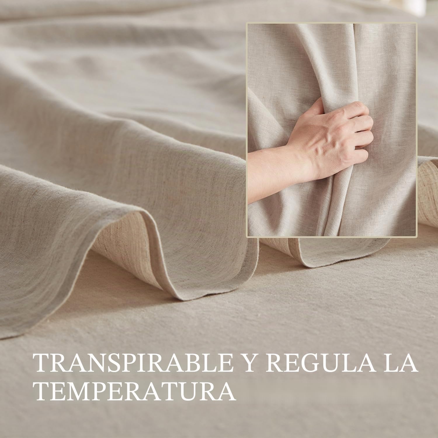 DAPU Pure Linen - Juego de sábanas 100% Lino francés de Normandía, Transpirable y Duradero para Personas Que Duermen con Calor, Juego de 4 Piezas, 1 sábana encimera, 1 sábana Bajera, 2 Fundas de