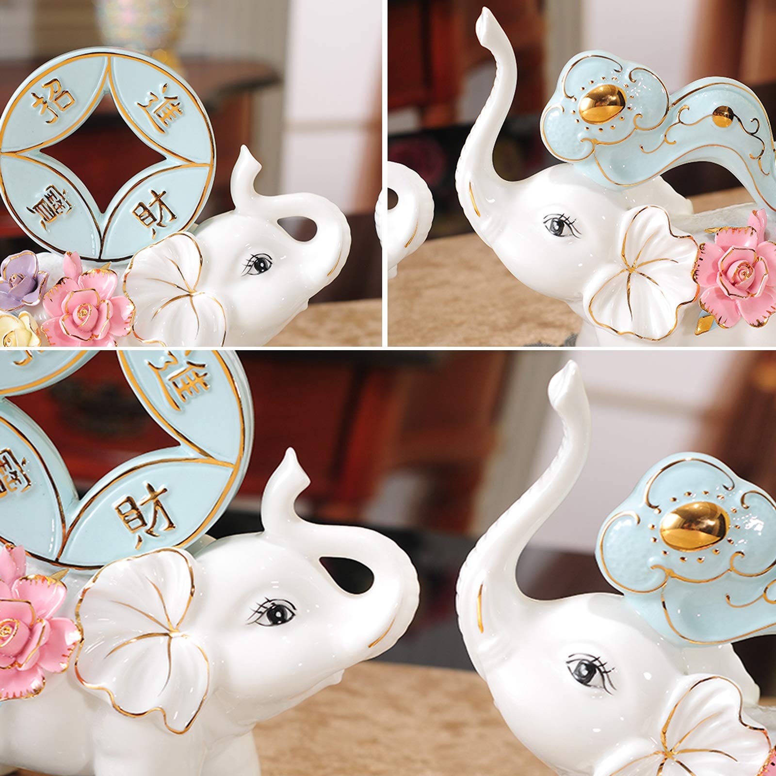 SUNESA Kunstwerk Skulpturen Elefant Feng Shui Statue Reichtum Glückliche Figur Wohnkultur Geschenk Sammlerliche Desktop Dekoration Elefant Statue Schmuck Haushaltshandwerk Geschenk Statuen