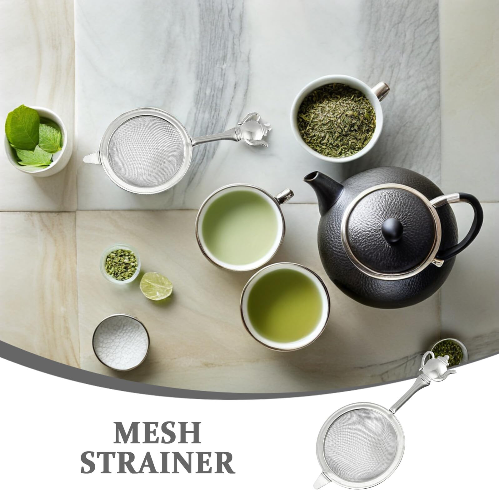 Sosoport Filtro per Tè Resistente e Non Deformabile in Acciaio Inox 304 Manico Filtro per Infusione e Foglie di Tè Colino Fine per Casa e Ufficio