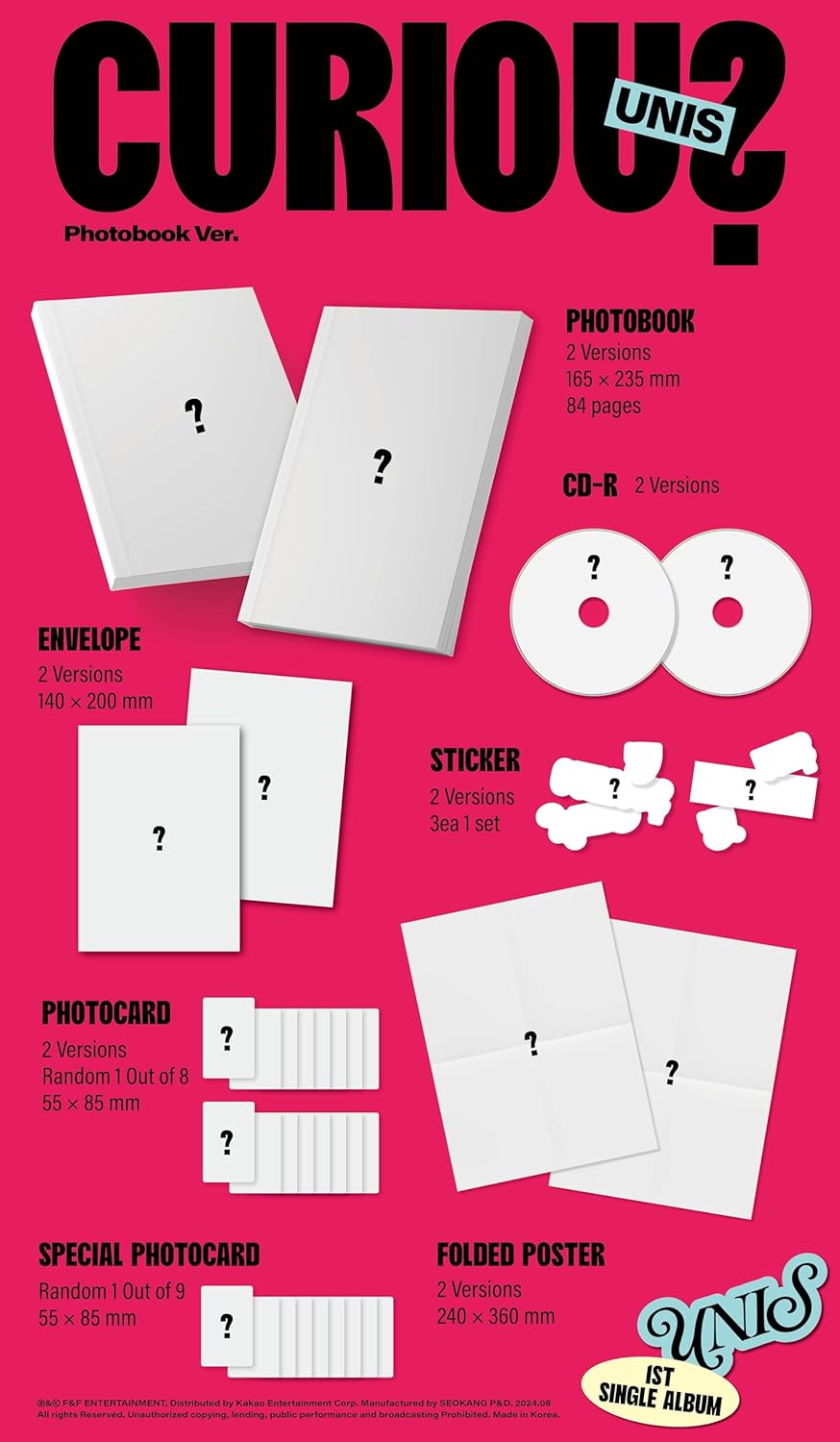 Dreamus UNIS Album - CURIOUS NEW-Z + GLOW-Z 2 Photobook ver. Full Set+Pre Order Benefits+BolsVos Exclusive K-POP Giveaways Package