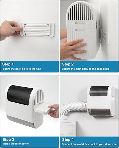 Miniatura 3 de Ventilación de secadora interior 3 en 1 filtro de pantalla de poliéster y sistema de cajón de agua para secadoras de ropa eléctricas, incluye