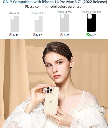 Miniatura 52 de MIODIK Funda compatible con iPhone 13 Pro, con protector de pantalla + protector de lente de cámara, funda protectora de purpurina transparente