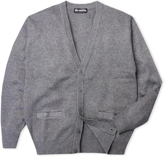 Amazon メンズ Vネックニットカーディガン 毛混 洗濯機で洗えるウォッシャブル グレー Ll グレー カーディガン 通販