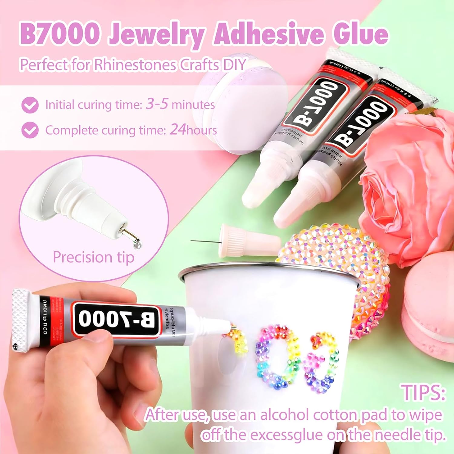 40000Pcs 40 Colors Bedazzling kit for Bedazzling, 3mm Flatback Rhinestones for Crafts, with 3 Bottles B7000 Glue for Clothes, Shoes, Nails, Jewelry Making (40 Color)