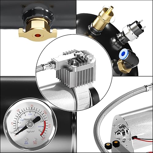 Miniatura 3 de Compresor de aire de 150PSI 12V con tanque de 1.59 galones, bomba de compresor de tanque de aire de 6L para tren, camión, bocina de tren de aire,