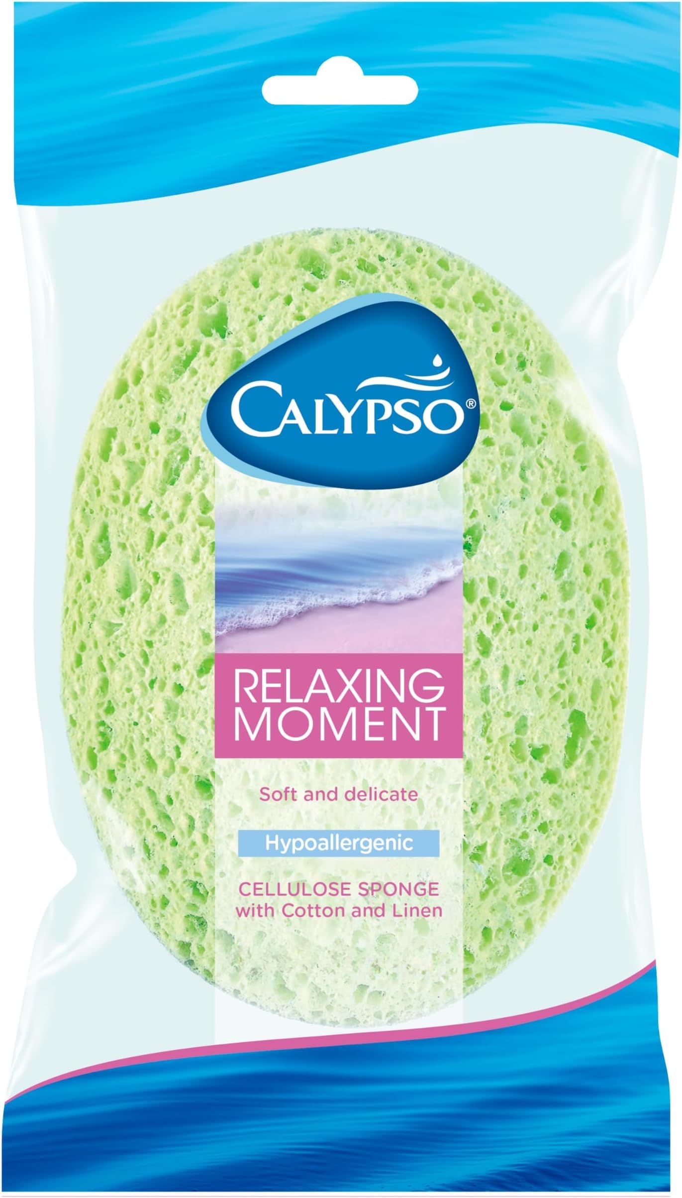 Calypso Relaxing Moment, Spugna Vegetale con Cotone e Lino, Morbida e Delicata, Confezione da Pezzo, Colori Assortiti Pastello (Confezione da 5)
