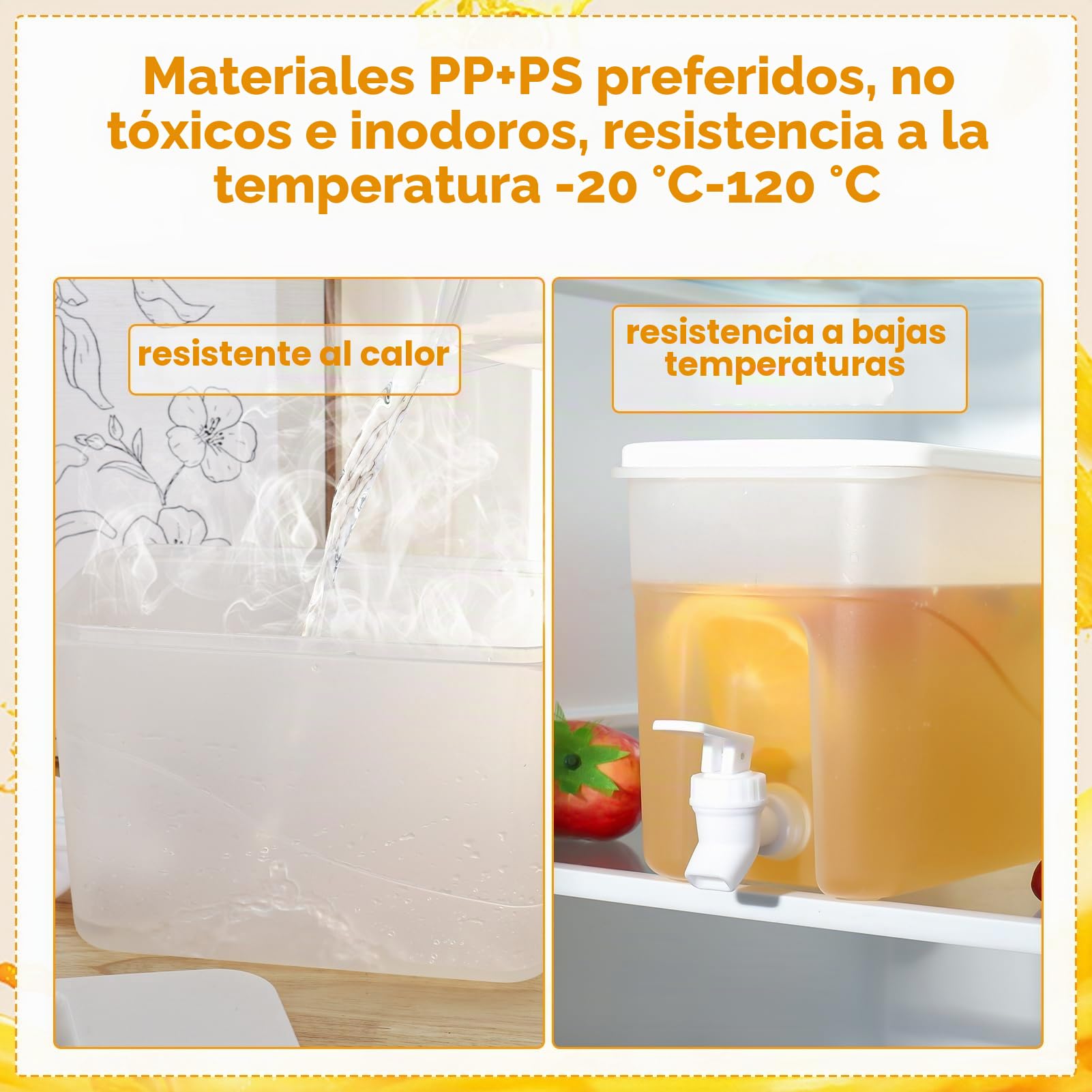 Zuimei Dispensador de bebidas de 4 litros con grifo, dispensador de agua para bebidas para nevera con espiga a prueba de fugas, dispensador de bebidas frías de plástico para bebidas de fiesta, jugo,