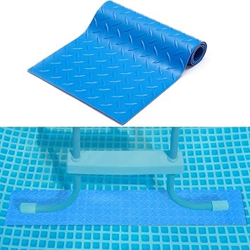 Drydiet Above Ground Pool Ladder Mat, Swimming Protective Nonslip Step Pad with Texture, Pool Essentials Accessories for Floor Liners Stairs, Blue36 x 9 Inch