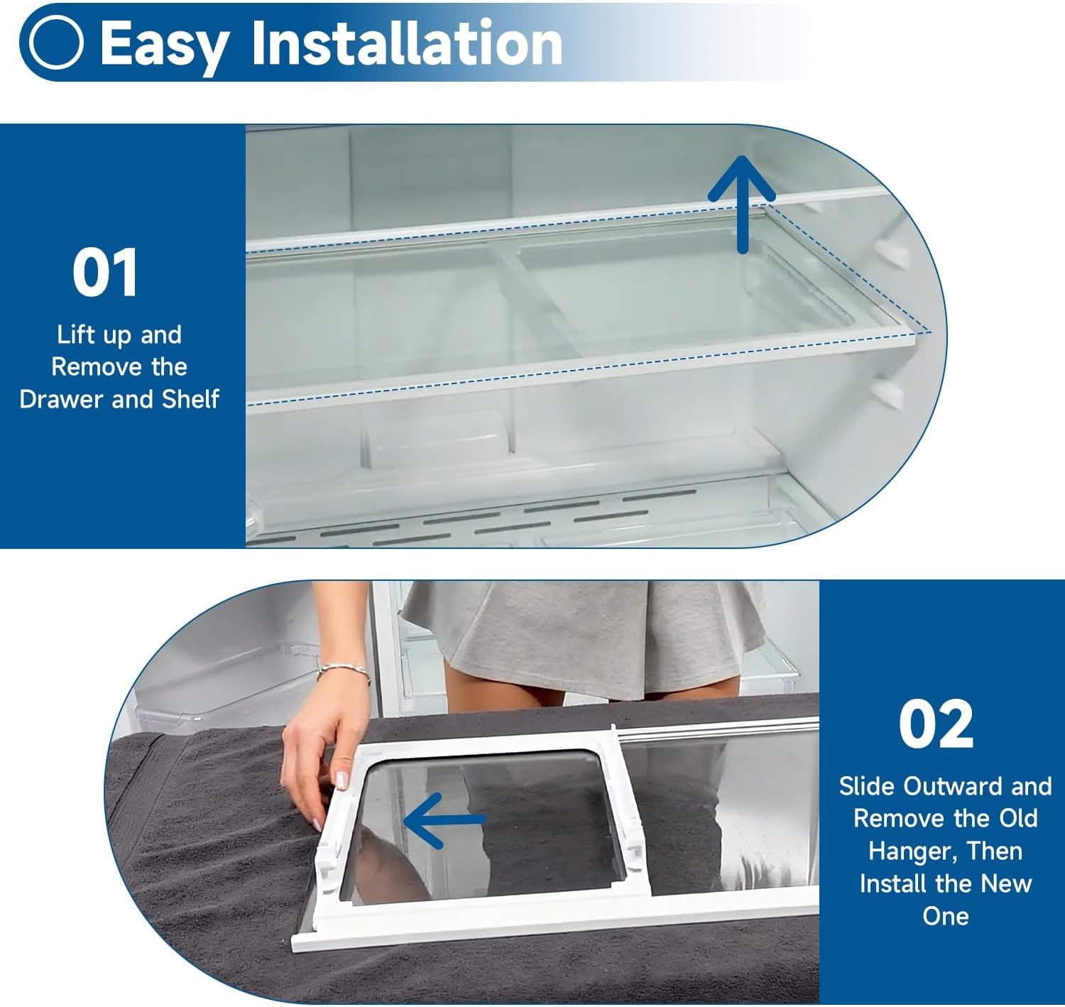 Refrigerator Drawer Hanger Deli Drawer Shelf Meat Frame Compatible With Whirlpool Fridge WRT148 WRT311 WRT318 Replace#: W10861519 5WT511SFEG00 5WT511SFEW00 WRT318FZDM01 WRT311FZDW01