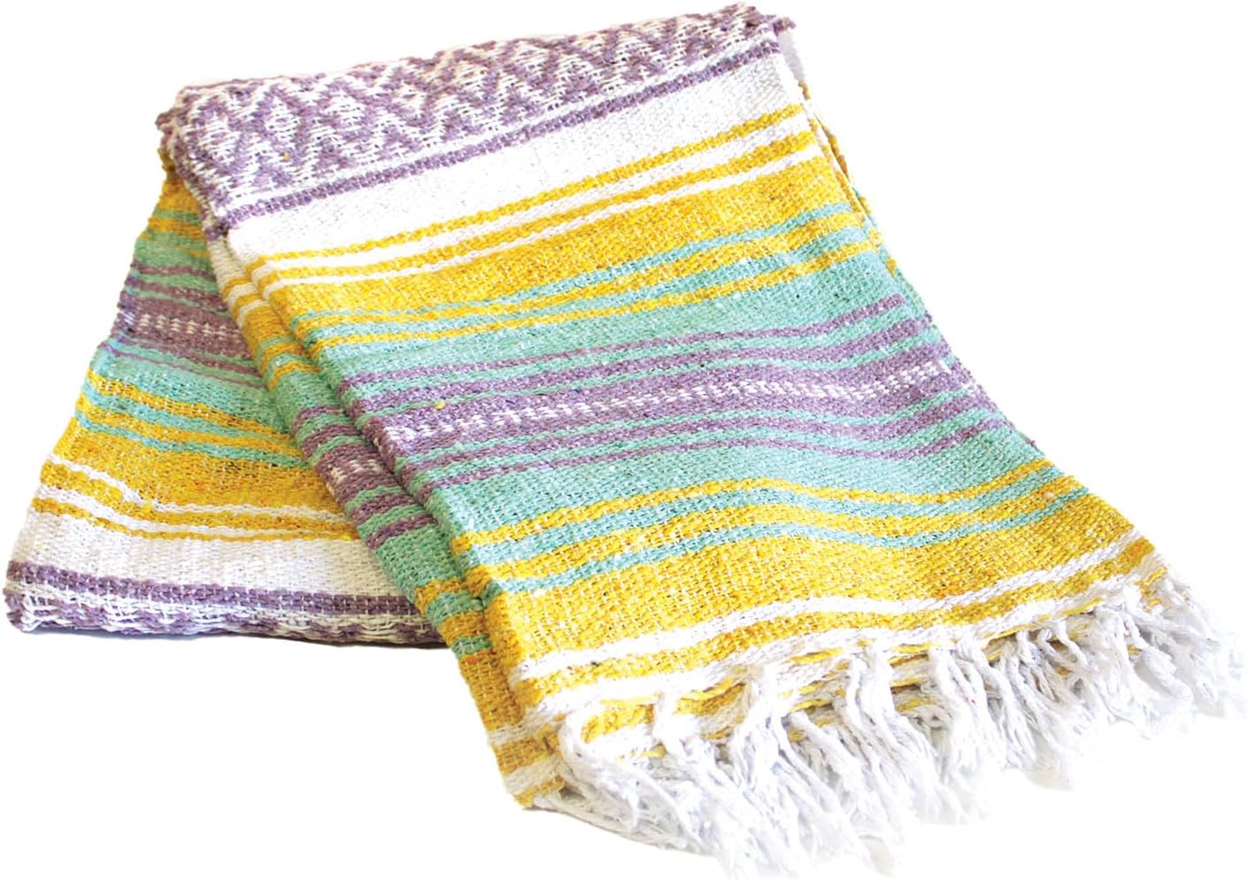 Blue Mexican Falsa Blanket | Beach Yoga Blanket | Perfect for Camping, Beach, Picnic (Sunshine)