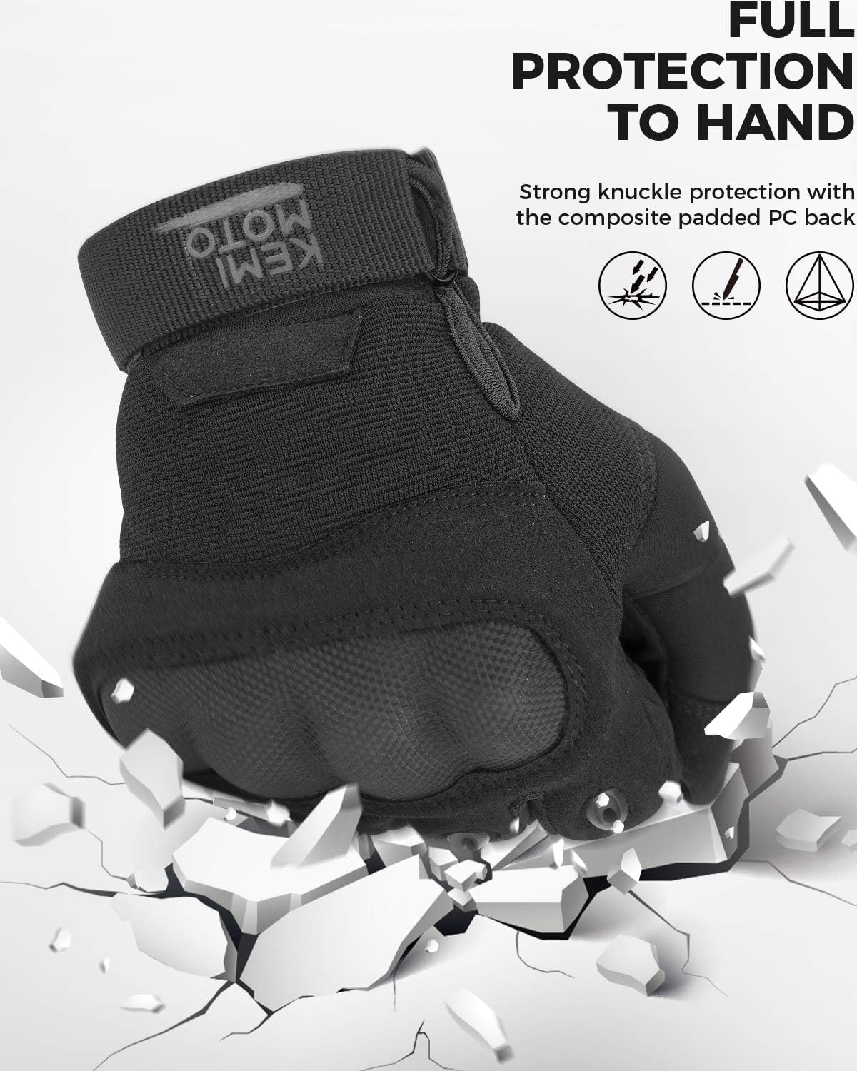 KEMIMOTO Guanti Moto, Guanti Tattici con Nocche Dure Guanti Tattici Uomo Donna Guanti Touchscreen Sport per Moto Equitazione Tiro Arrampicata Combattimento