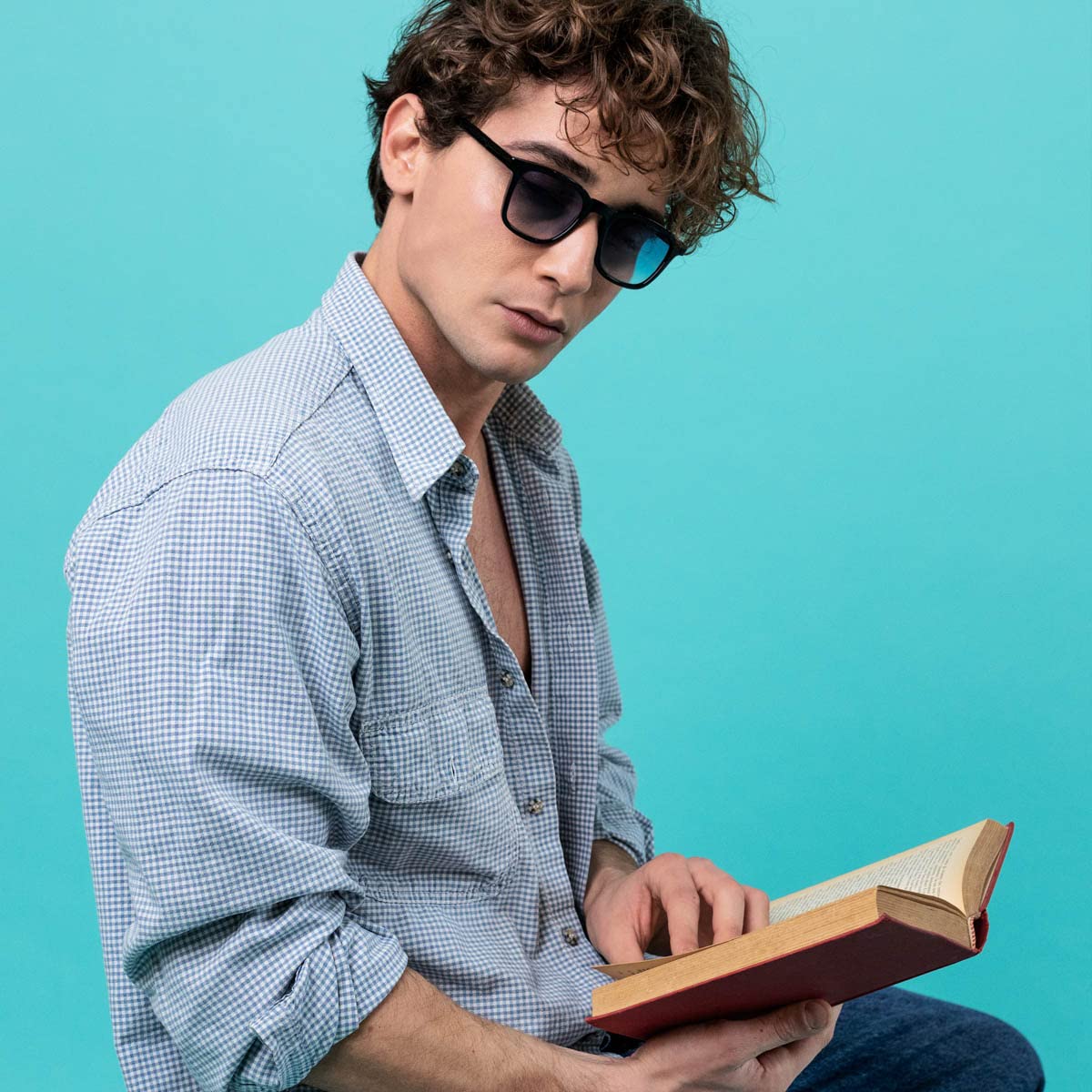 Contacta, Suncity Sole e Lettura, Occhiali da Sole e da Lettura per Uomo e Donna, Occhiali dalla Forma Rettangolare con Lenti Blu Sfumate