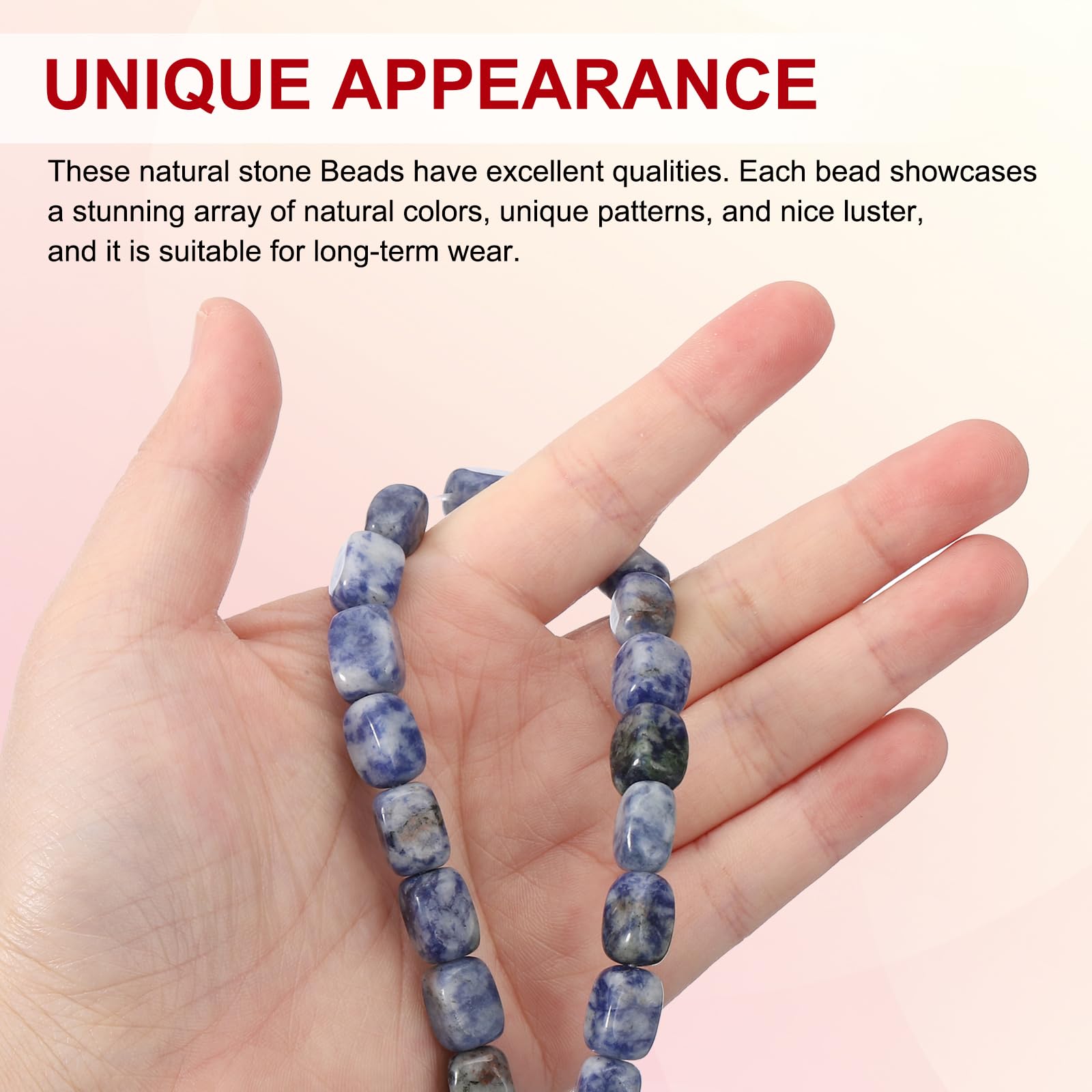 PATIKIL 12x8mm Natural Stone Blue White Crystal Agate Beads for Jewelry Making 1 Strand 15"/38cm Cuboid Loose Spacer Beads - Image 3