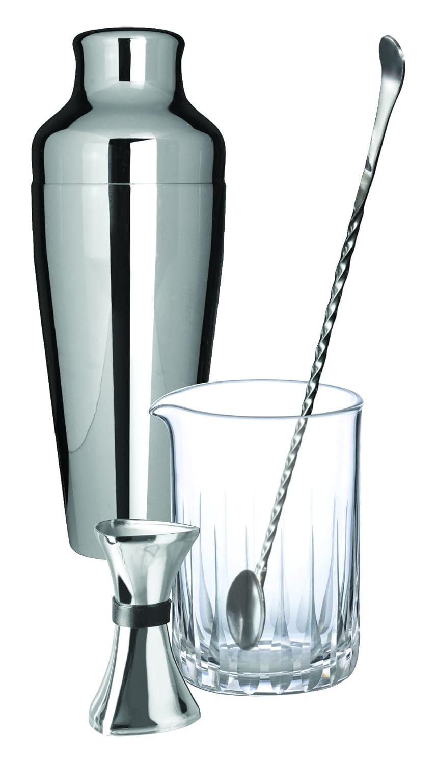 Uber bar tools Stirrer, Mixing Glass, Shaker and Jigger Gift Set
