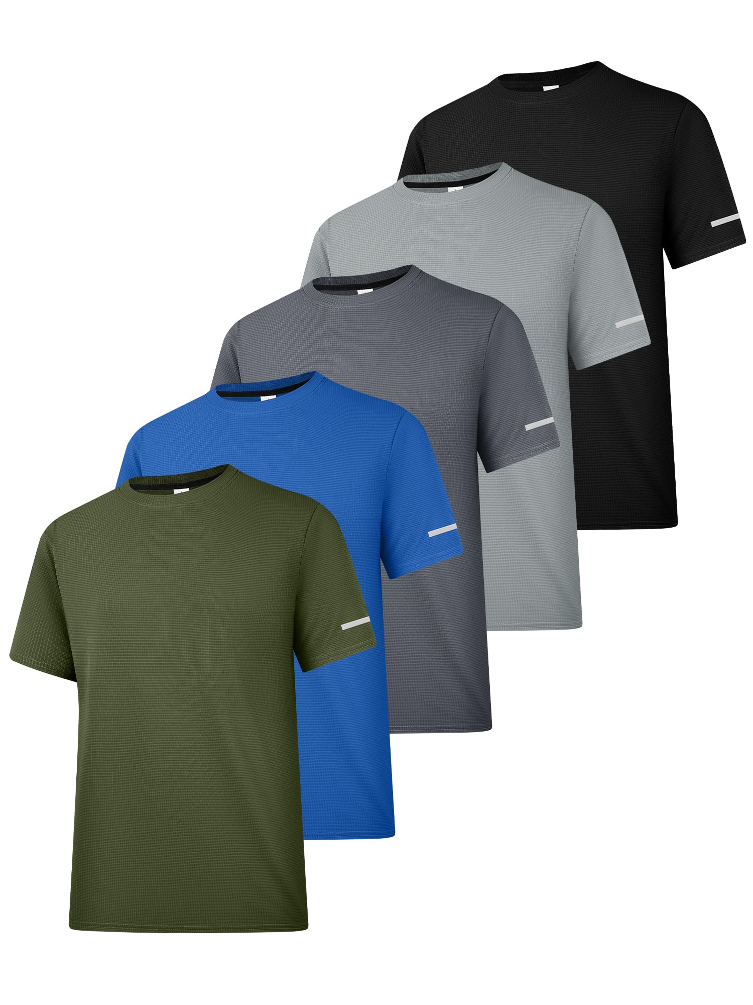 Herren 5er-Pack UPF 50+ Sonnenschutz T-Shirt, Leicht Schnelltrocknend Sport Funktionsshirt