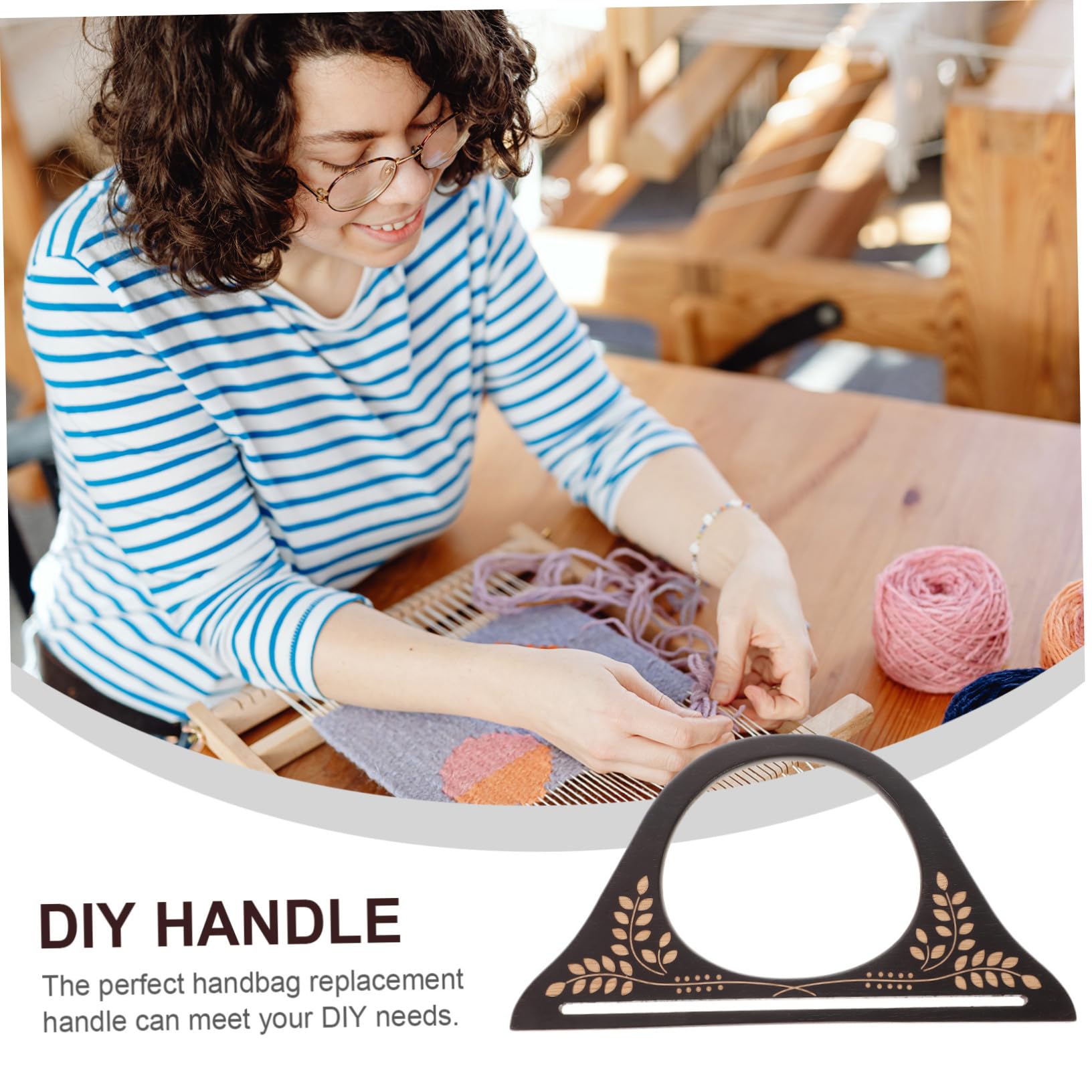 Housoutil 4 Piezas Mangos de Madera para Bolsos con Diseño D Asas Resistentes para Bolsos de Crochet y Costura Accesorios de Repuesto Mango Artesanal Decorativo