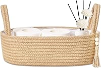ABenkle Boho Jute Rope Storage Basket - Toilet Paper Holder for Tank, Woven Bathroom Organizer, Versatile Decor 13x6x4 Inches