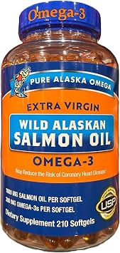 Alaskan_Omega3 Extra Virgin Wild Alaskan Salmon Oil, 210 Softgels_Updated Packaging;1-pack/105 Serving-Made in USA