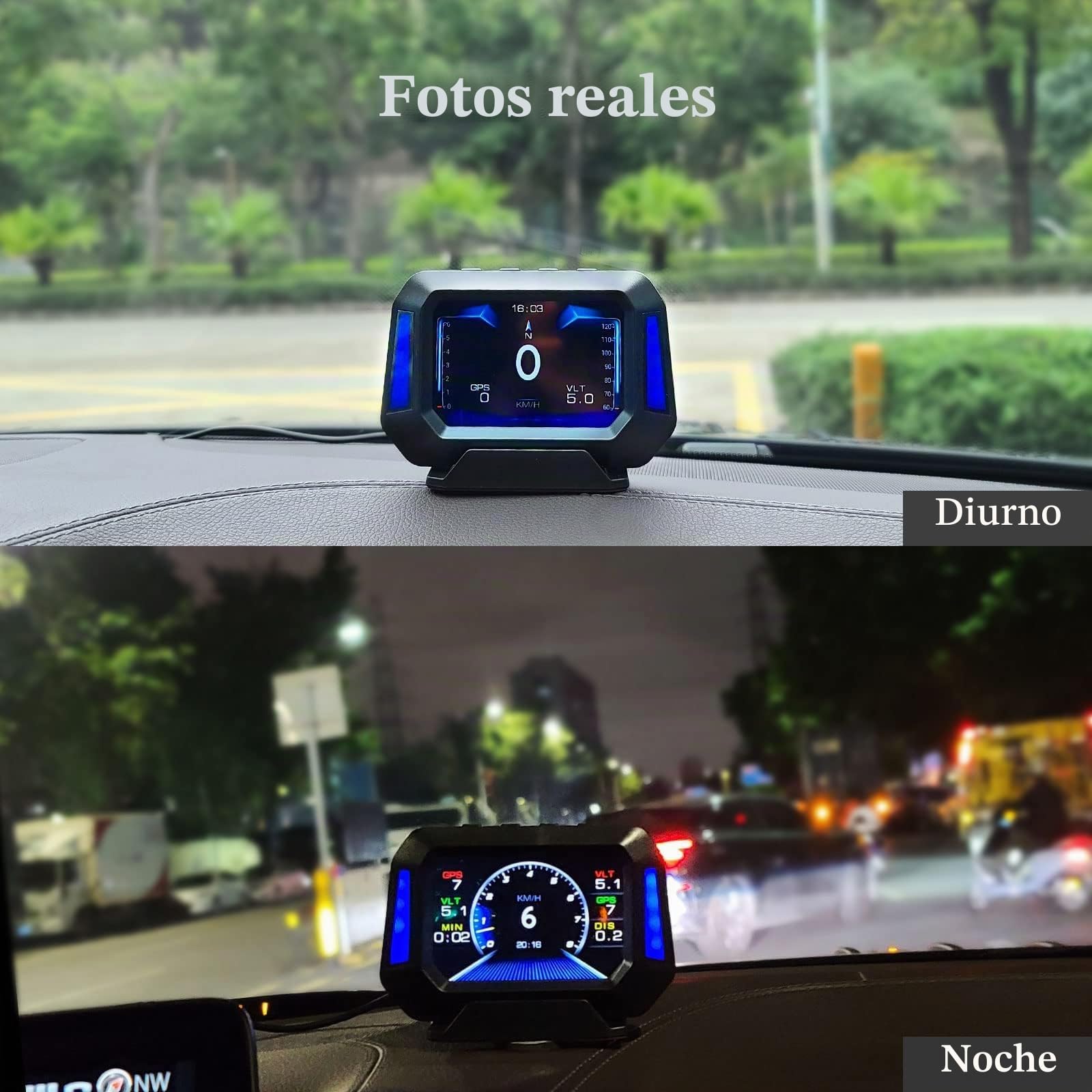 Pantalla frontal del coche, velocímetro, medidor de pendiente, monitoreo del ángulo de conducción del coche, adecuado para todos los coches