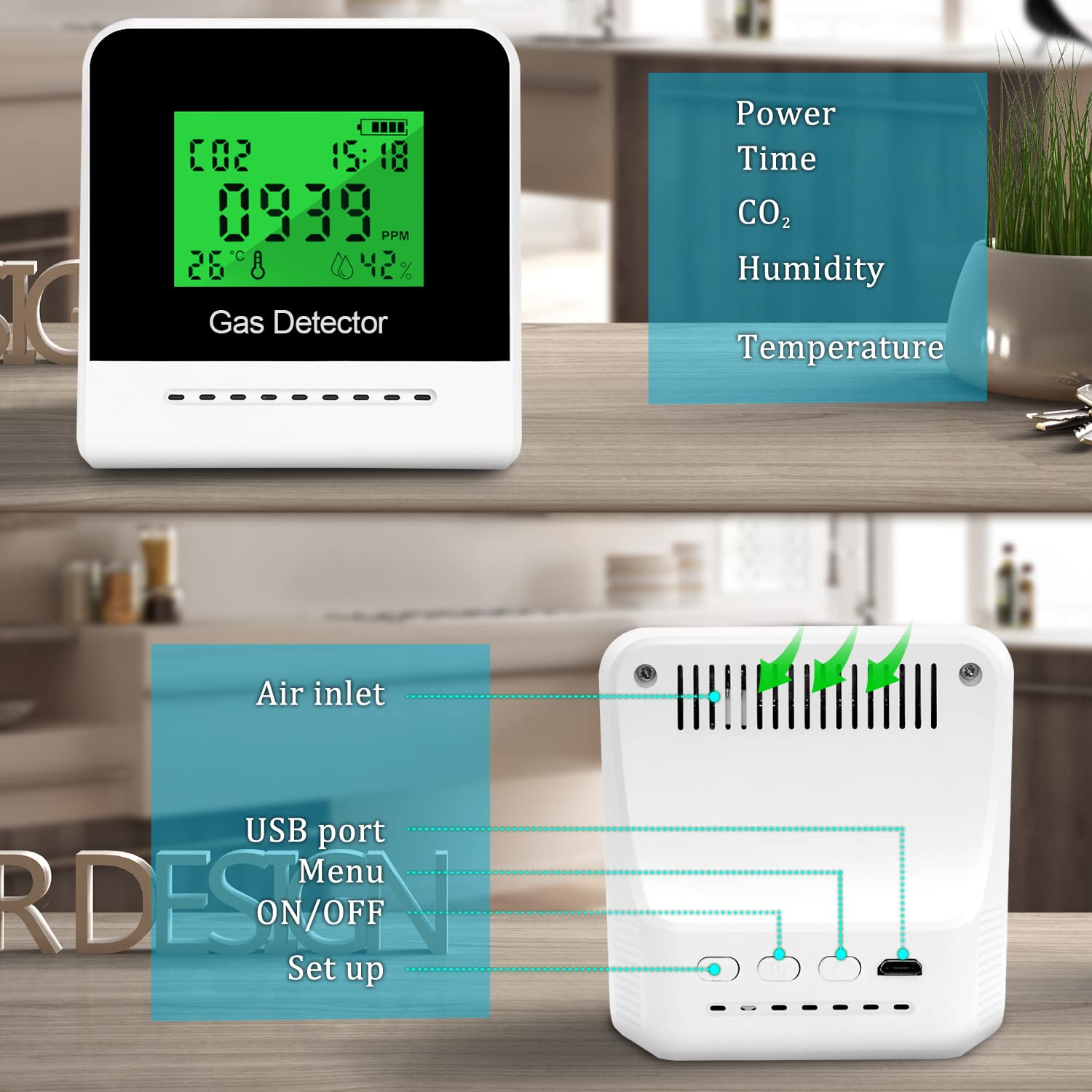 Buy CO2 Detector,Carbon Dioxide Monitor,Air Quality Monitors Indoor,Co2