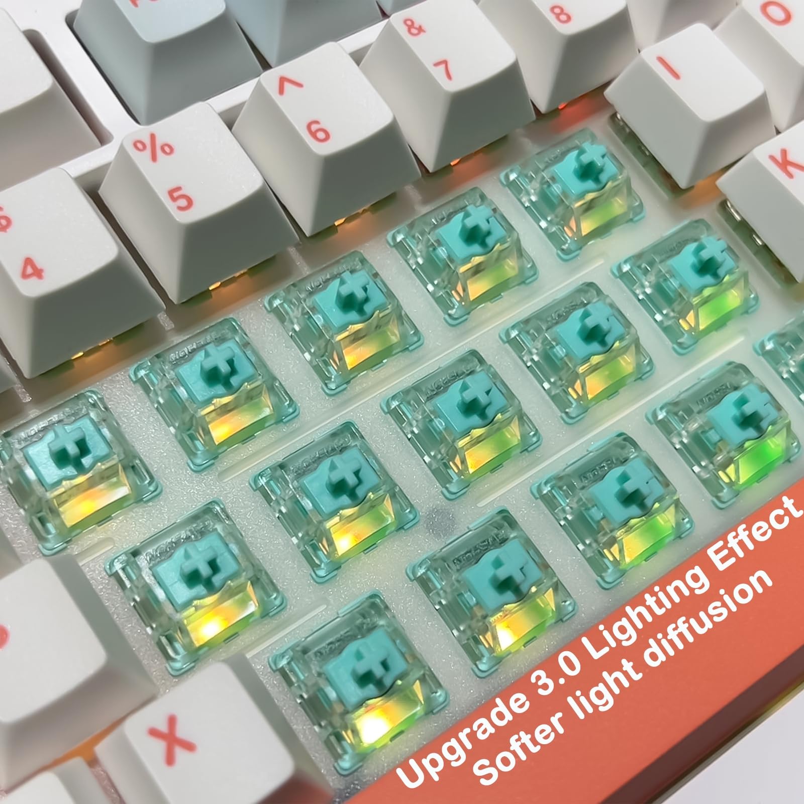 Gateron - Interruptores magnéticos para teclado, prelubricados de fábrica, lineales, ajuste libre, prerecorrido, 20 mm, resorte más largo, solo para teclado magnético para juegos (72 unidades)